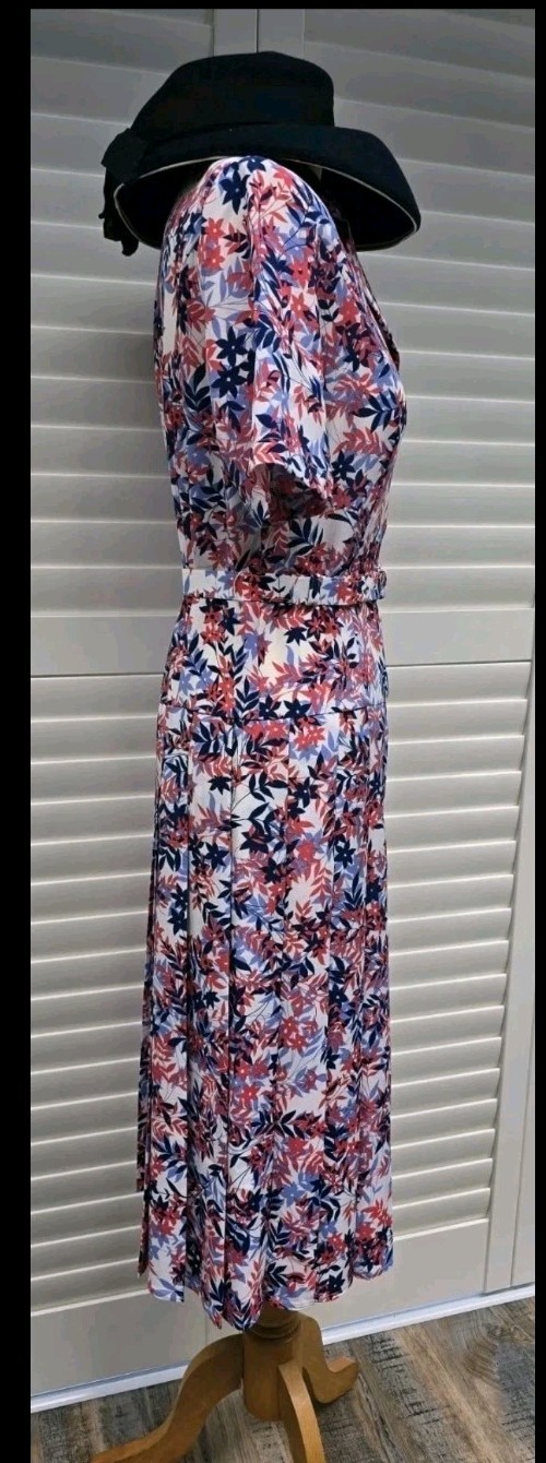 Vintage 1940s 1950s Style Red White Blue Home Front Tea Dress Size 10 12 Eastex
