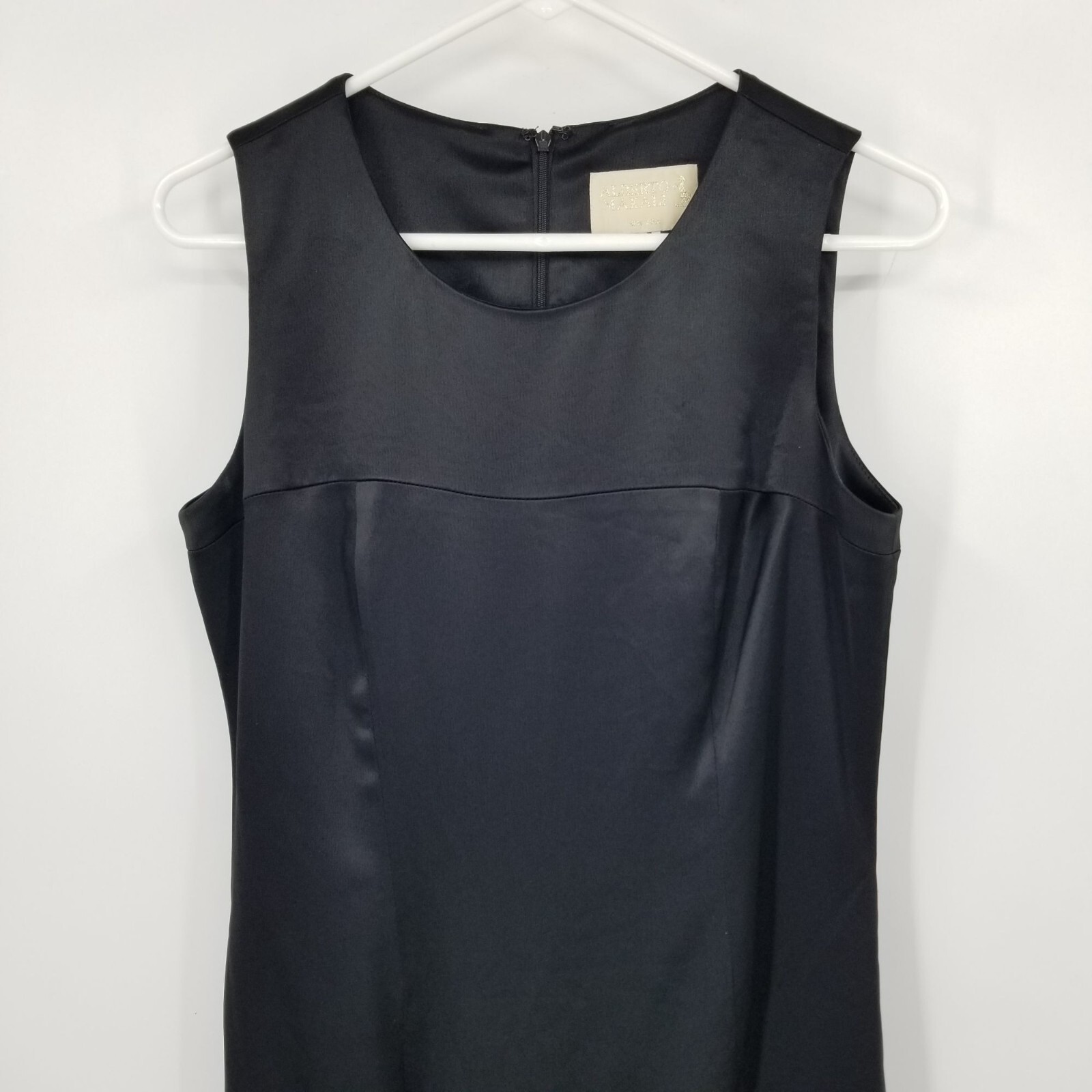 Alberto Makali Black Sleeveless Sheath Dress Size 8 Old Money Quiet Luxury 90s