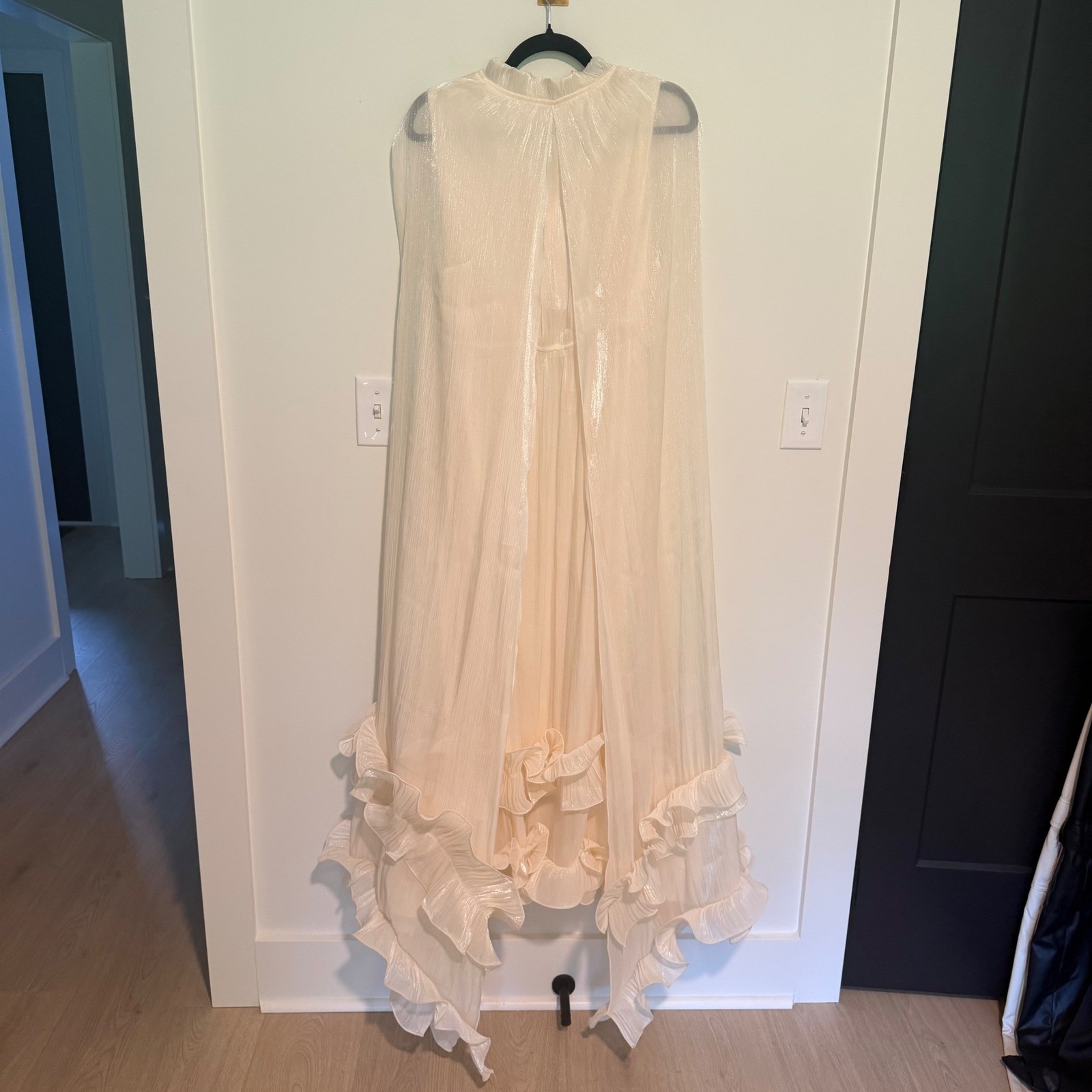 Sunfere Ivory Shirley Cape-effect Ruffled Midi Dress 2XL NWT