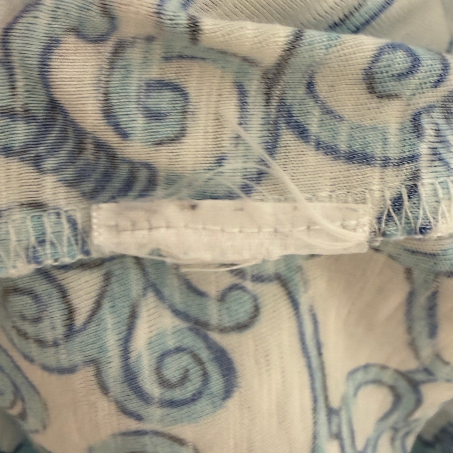 Tommy Bahama Womens Small Turquoise White Scroll Print Slub Knit Shift Dress