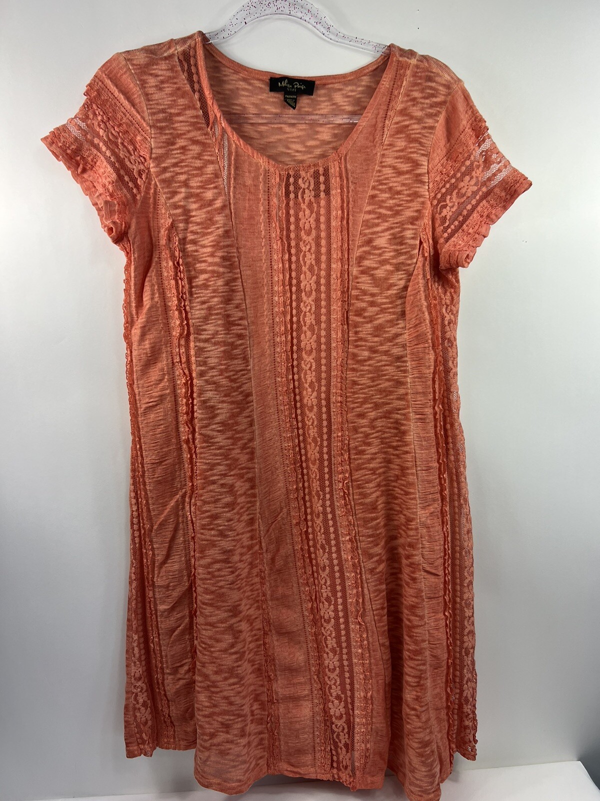 Melissa Paige Dress Women’s Petite PM Orange Stretch Embellished Full Slip Liner