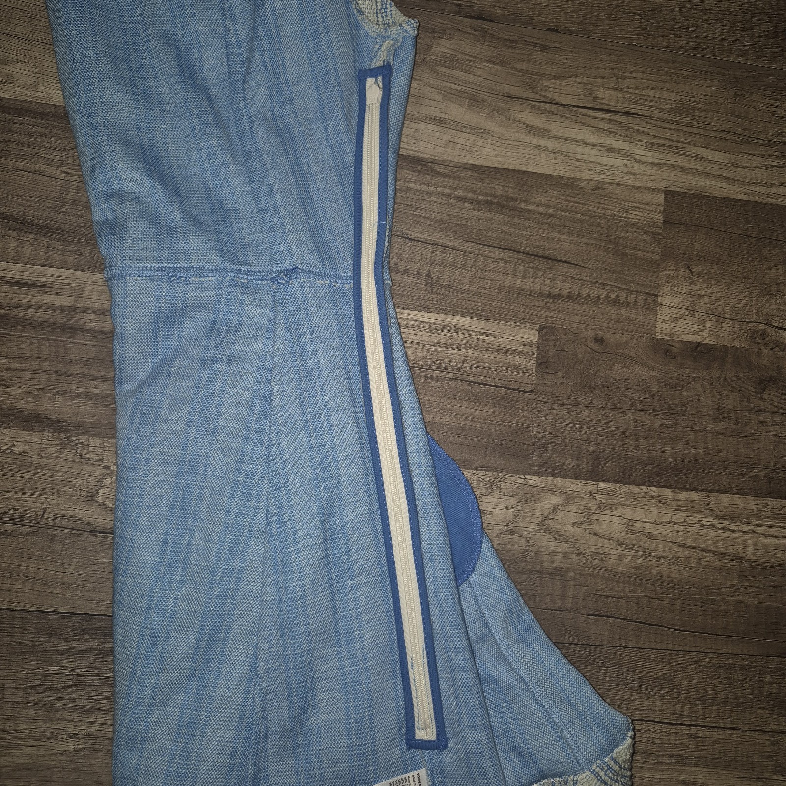 ME+EM Blue Beige Striped Round Neck Short Sleeve A-Line Short Dress US 6