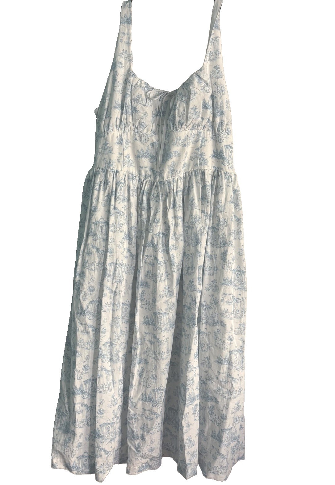 Bridgerton Celebrity Pink Dress XL White Blue Basque Waist Midi Toile Coquette