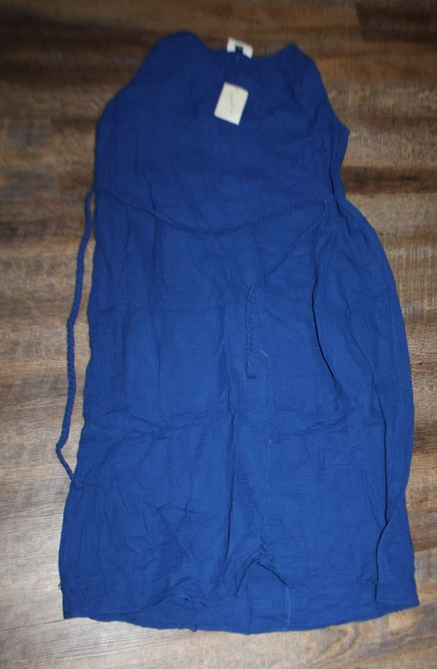 Universal Thread Dark Blue A-Line Midi Dress V-Neck Belted Side Pockets NWT Medi
