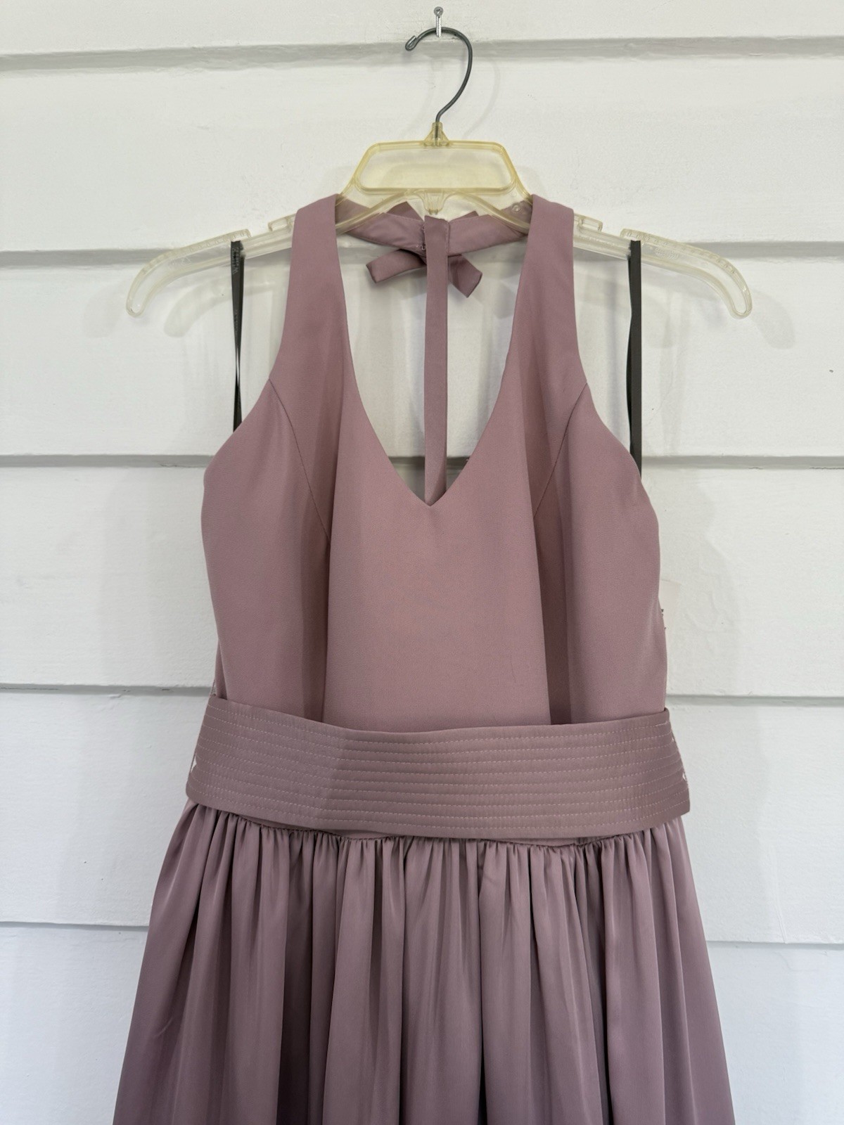 VERA WANG WHITE Size 6 V-Neck Halter Maxi Dress Gown Satin Charmeuse Blush