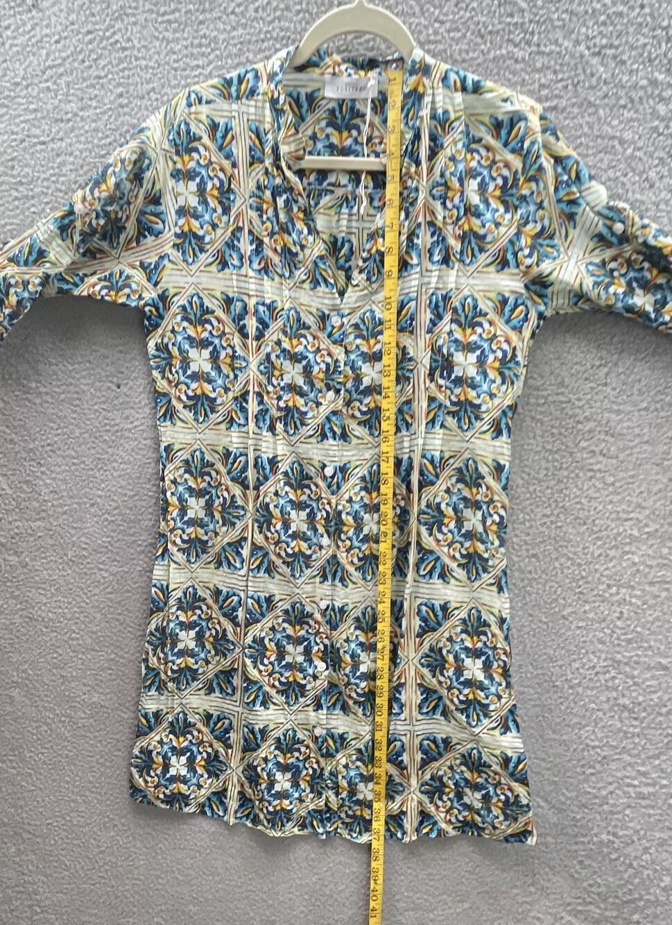 BOTTEGA POSITANO Tunic Color di mare colab O/S (Med/Large) Floral Indian Cotton