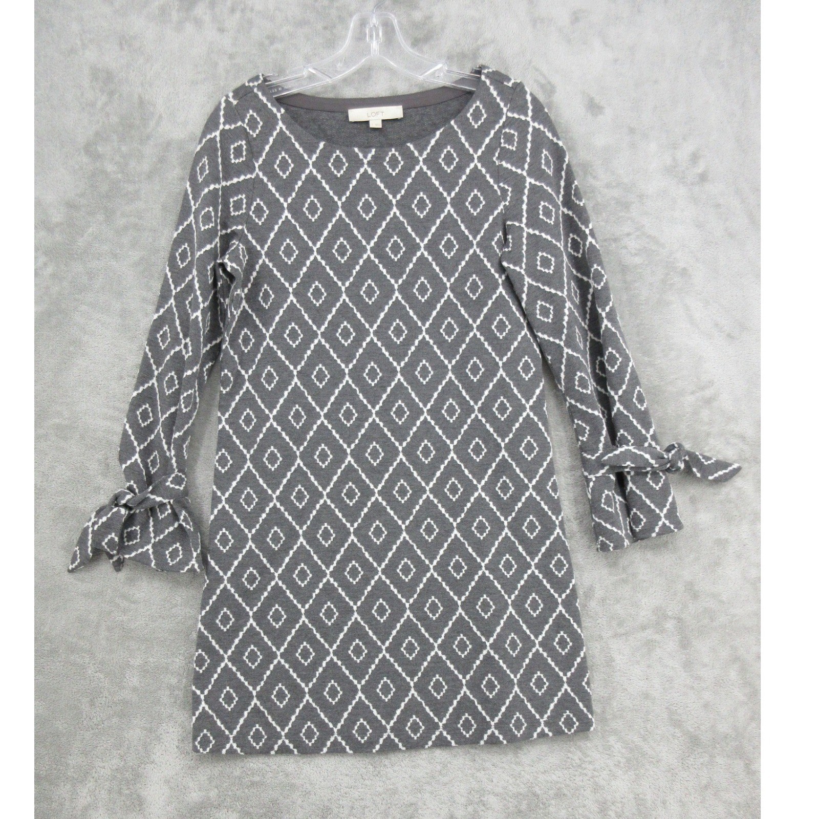 LOFT Dress Womens Small Shift Tie Cuff Aztec Office Western Career Stretch Knit