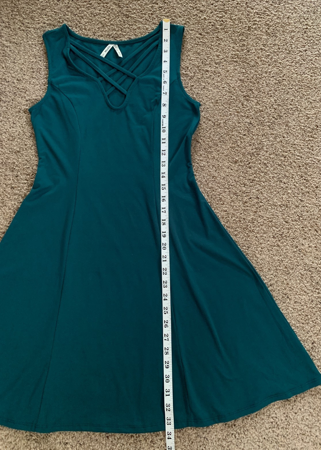 Mudd Strappy Criss Cross Neck Skater Dress Sleeveless Size Small Green