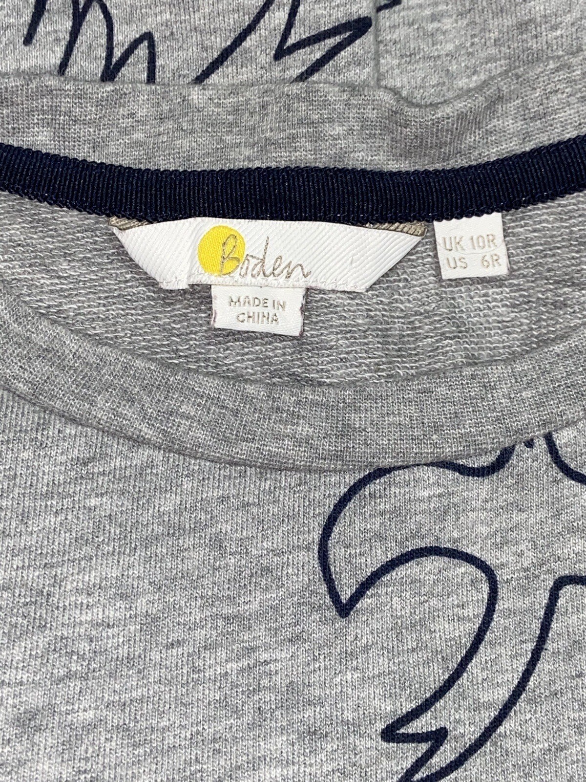 Boden Heather Gray Flying Birds Sparrow Dove Sweatshirt Dress Sz 6R