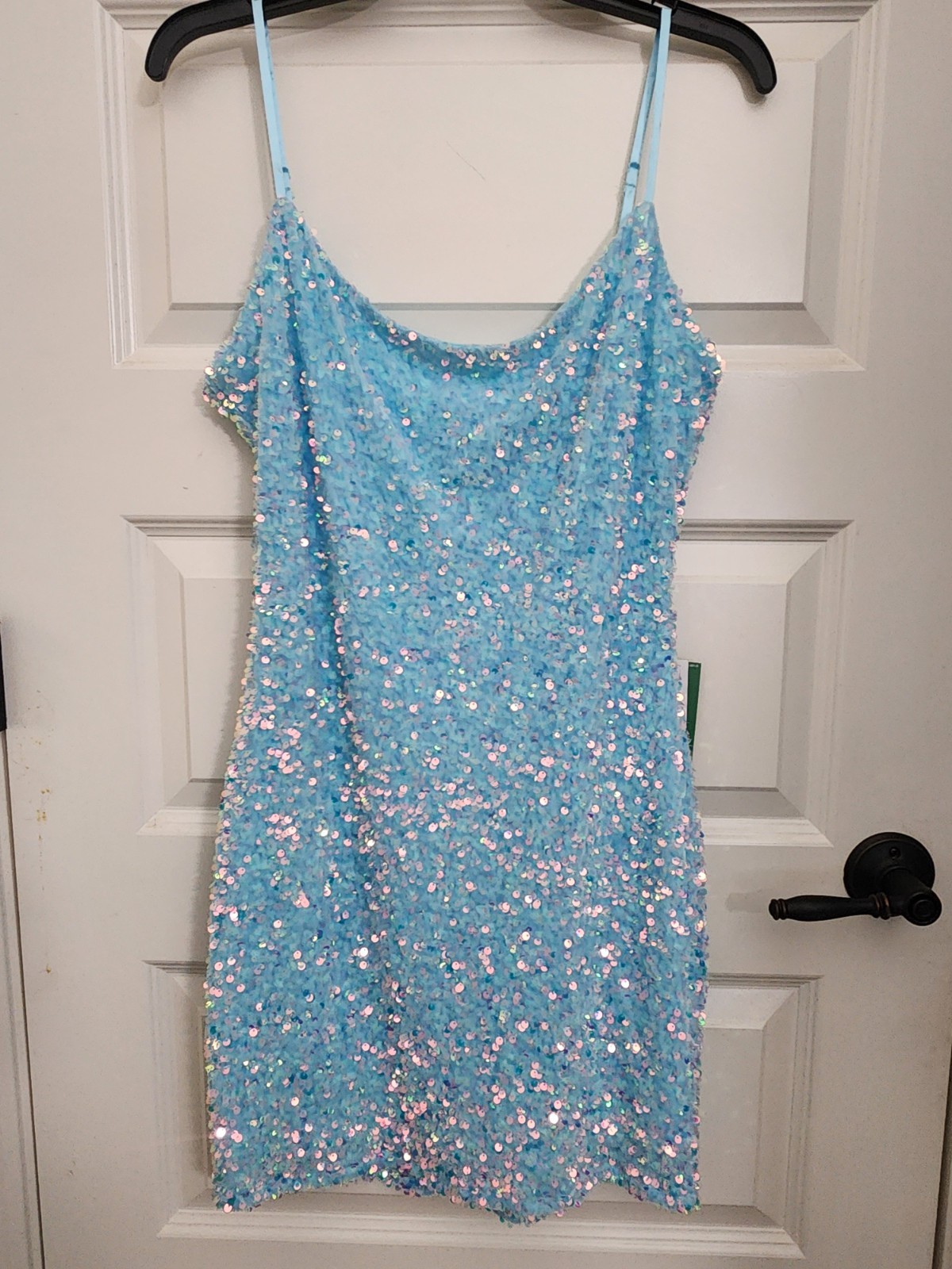 B. Smart Aqua Iridescent Sequin Dress – Size 14 – Brand New with Tags
