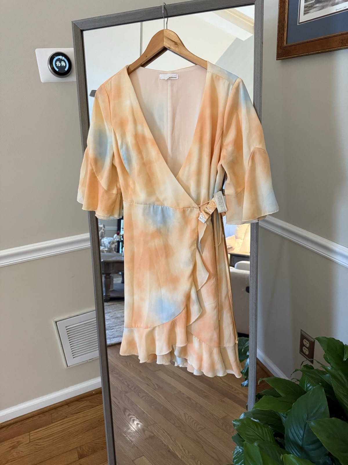 June and Hudson white and yellow stripe wrap dress size 1