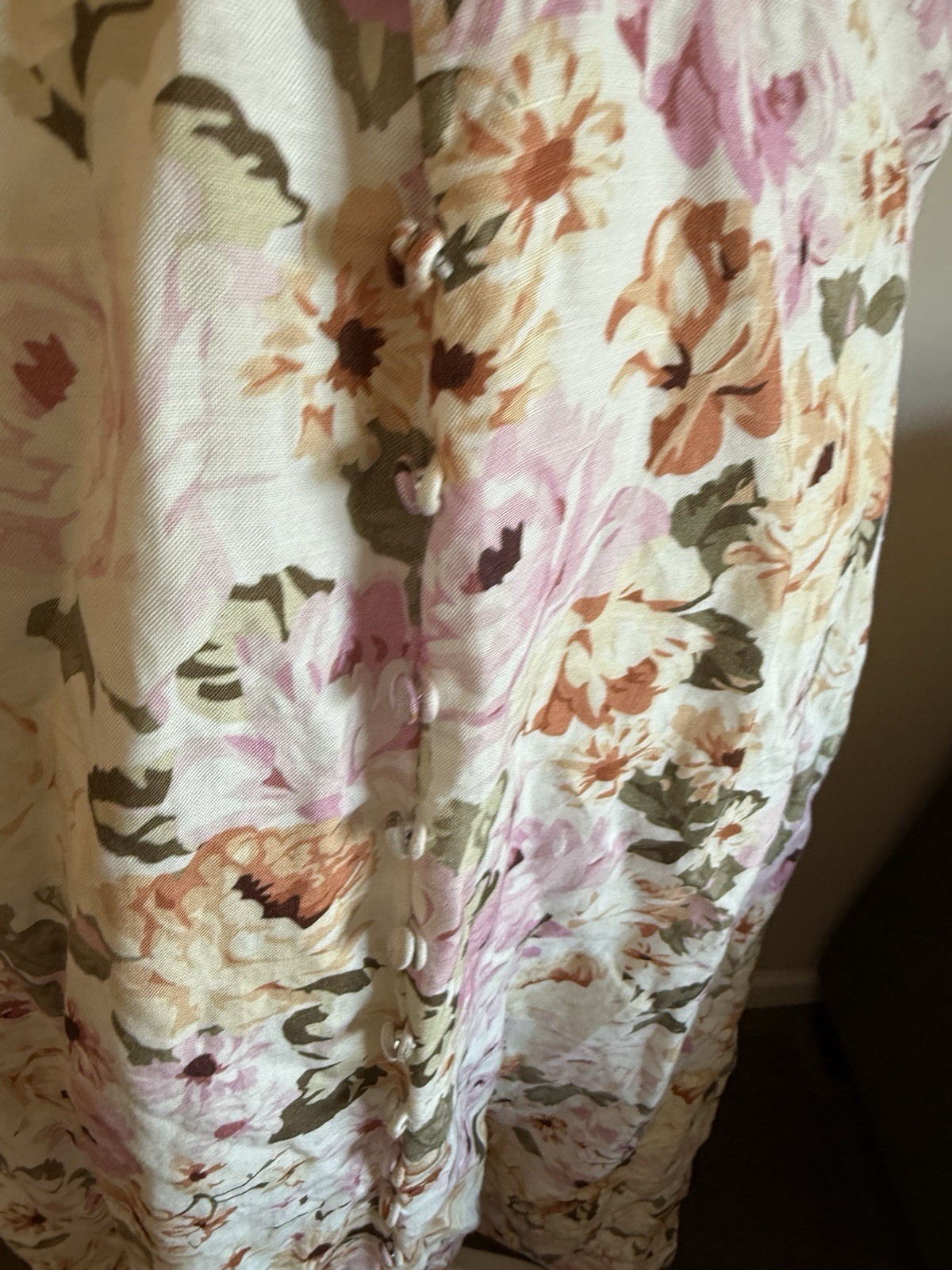 EVER NEW Blush Airlie Floral Linen Puff Sleeve Floral Midi Dress Sz 12