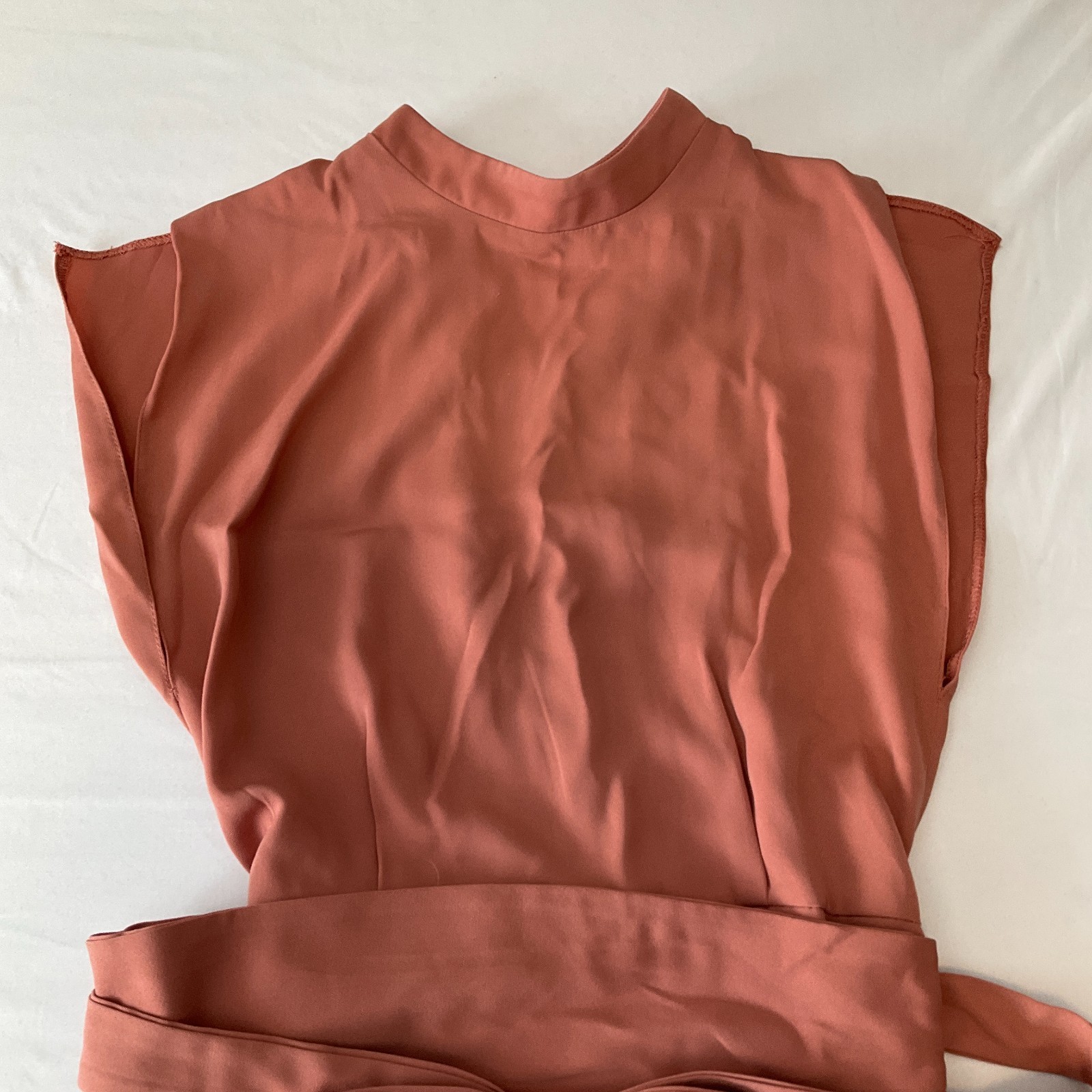 Asos Design Mini Dress Womens Size 4 Peach Belted Sleeveless Stretch Zip