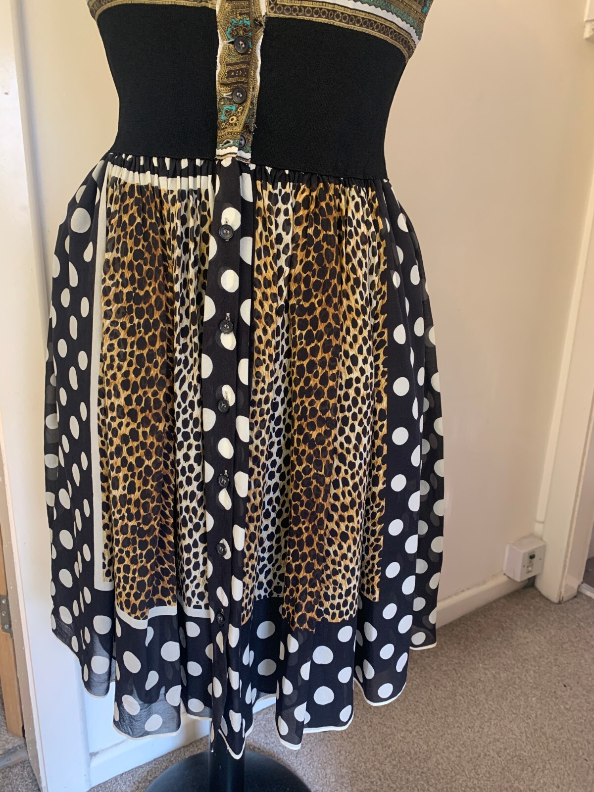 Dolce and Gabbana D&G Multi Pattern Scarf Silk Runway Dress IT44 UK10 US6 EU36