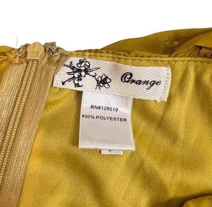 “ORANGE” Yellow One-Shoulder Ruffle Dress Size: Small