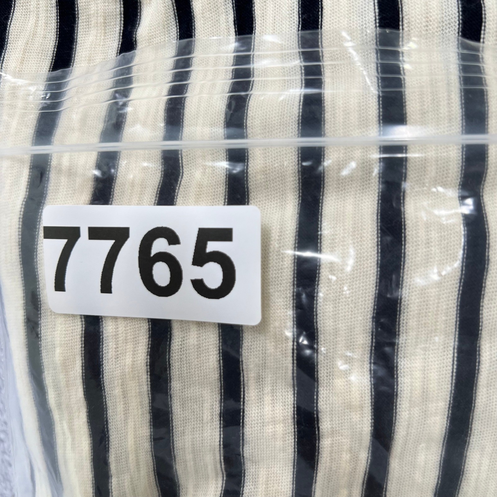 Soft Surroundings Striped Lace Hem Top Button Shoulder Cream Black PL Petite L