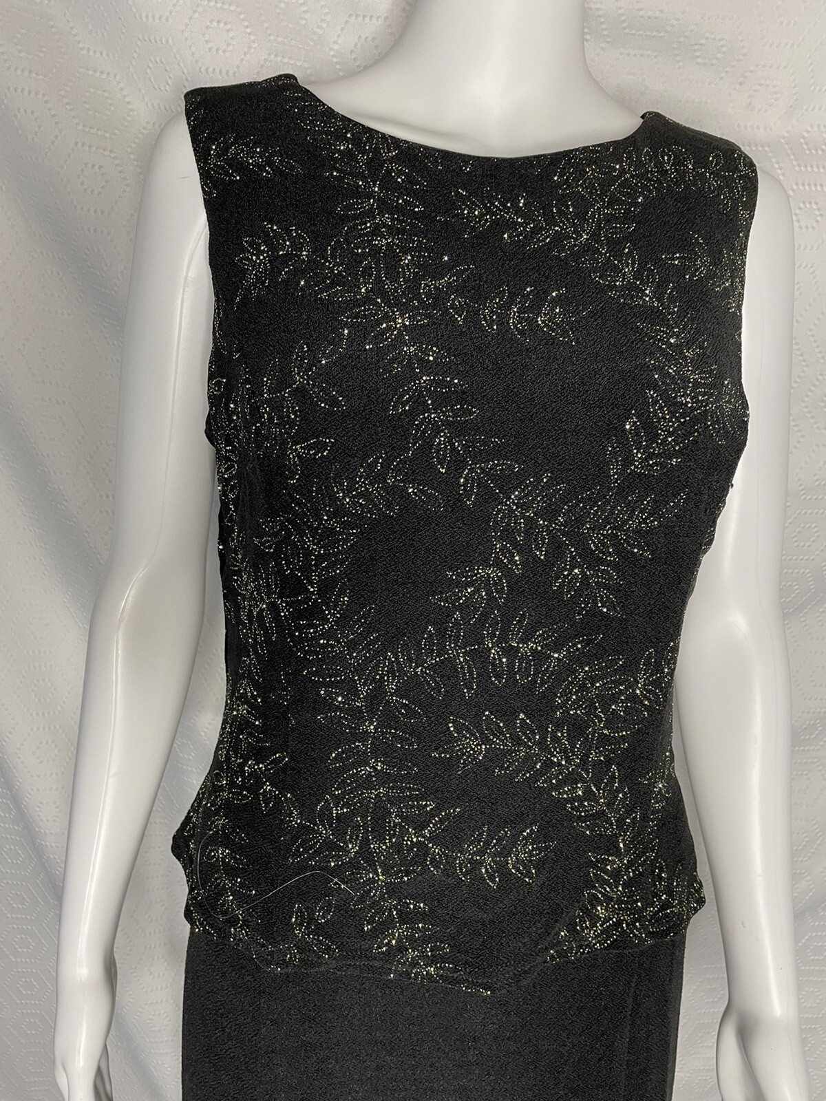 Scott McClintock Vintage Millennium 2000 Black Glitter Evening Gown Size 12 Y2K
