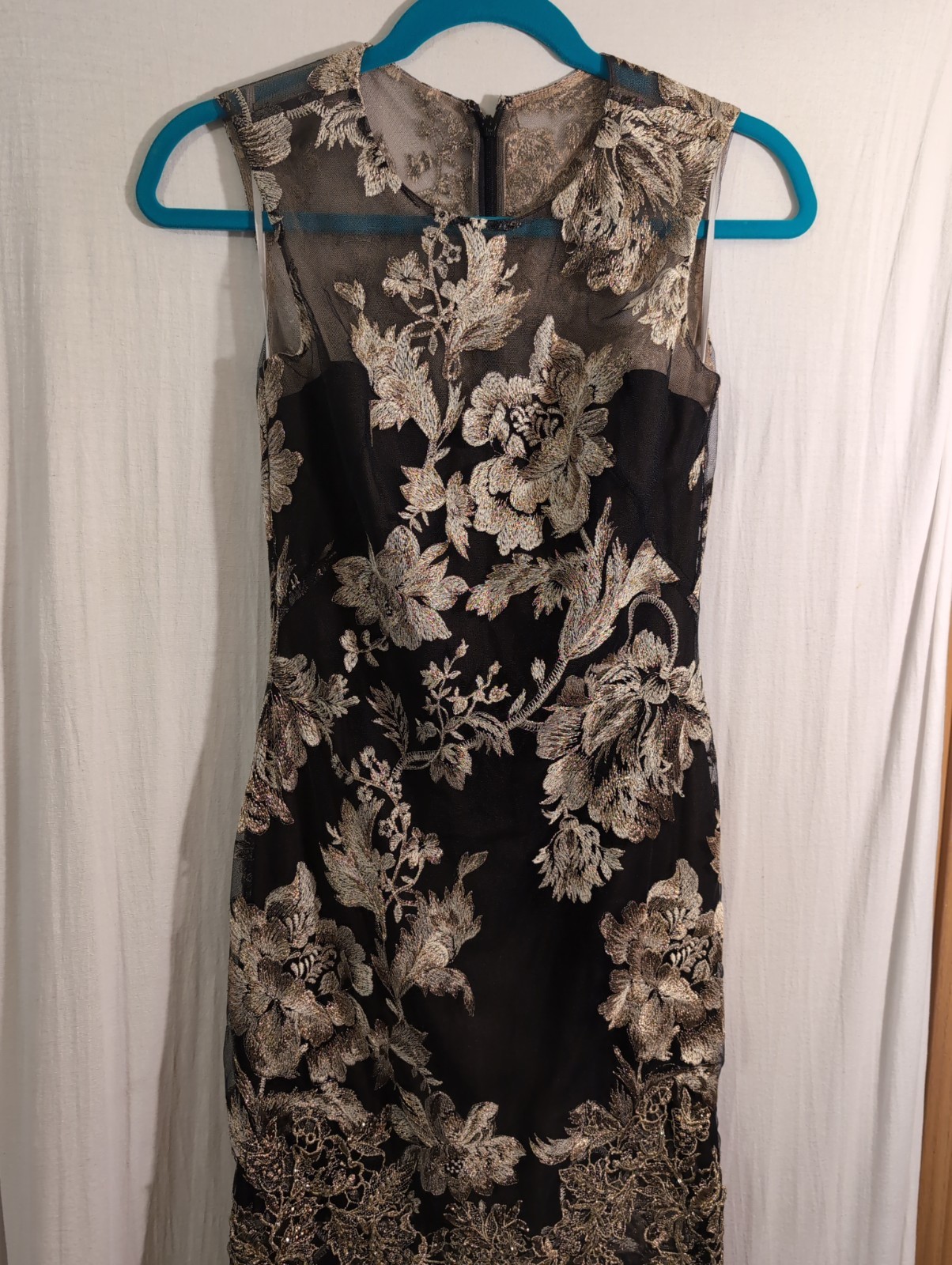 Marchesa Notte Floral Embroidered Gown Mermaid Midi Maxi Dress, Size 0