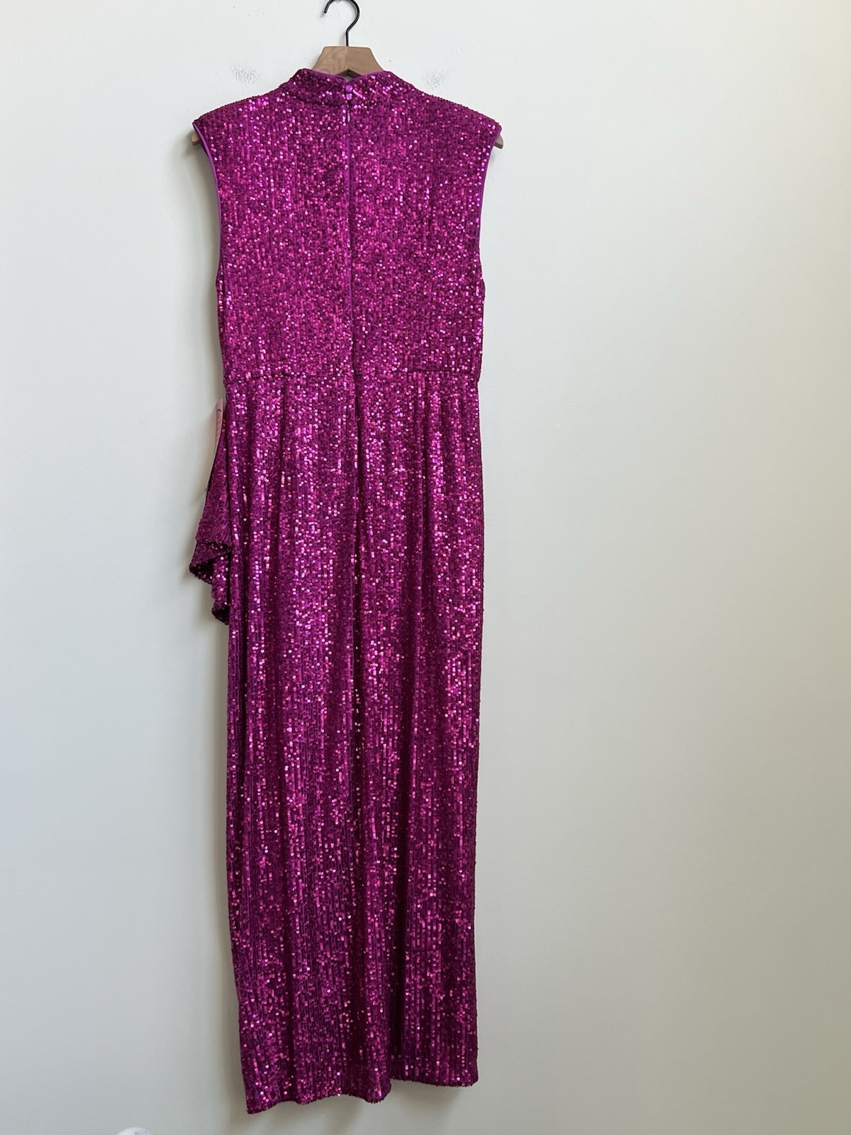 NWT Badgley Mischka Dress Size 12 Sequin Isla Cocktail Dress Pink Fuchsia Prom