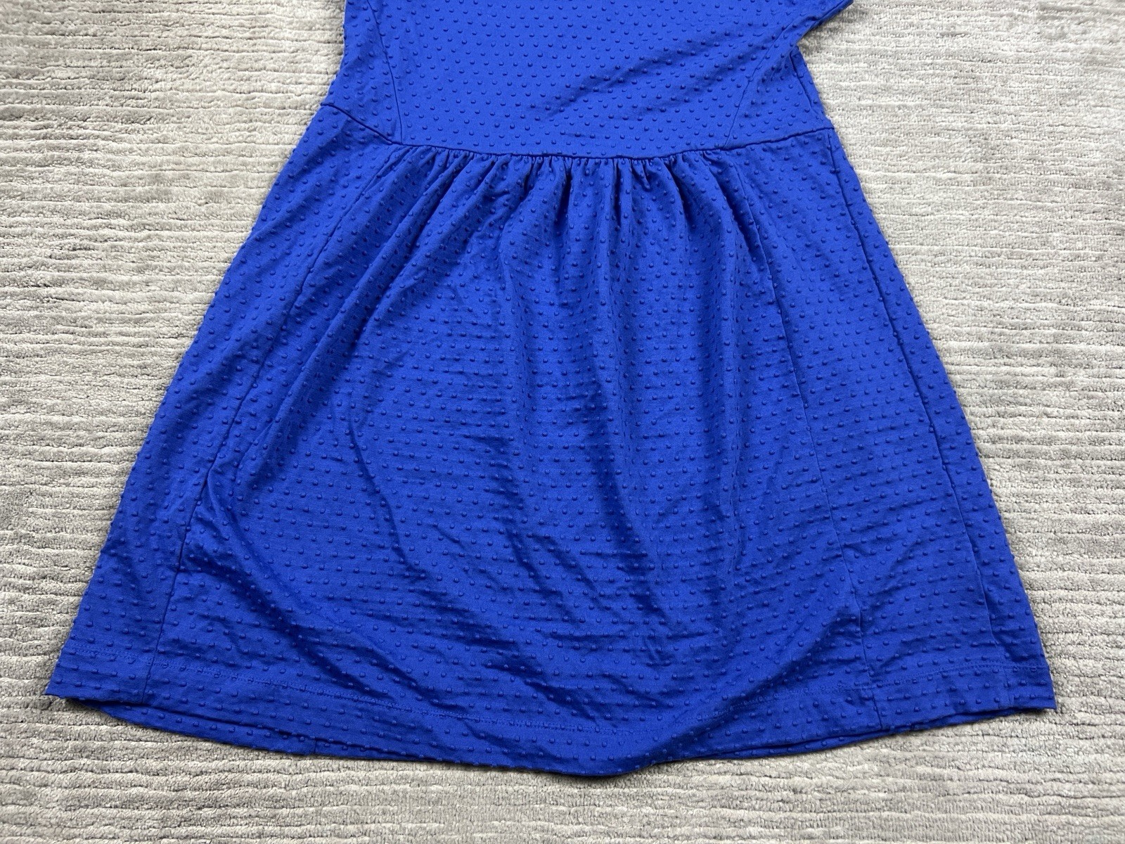 Loft Dress Womens XSP Blue V-Neck Mini Cotton Blend Textured Casual