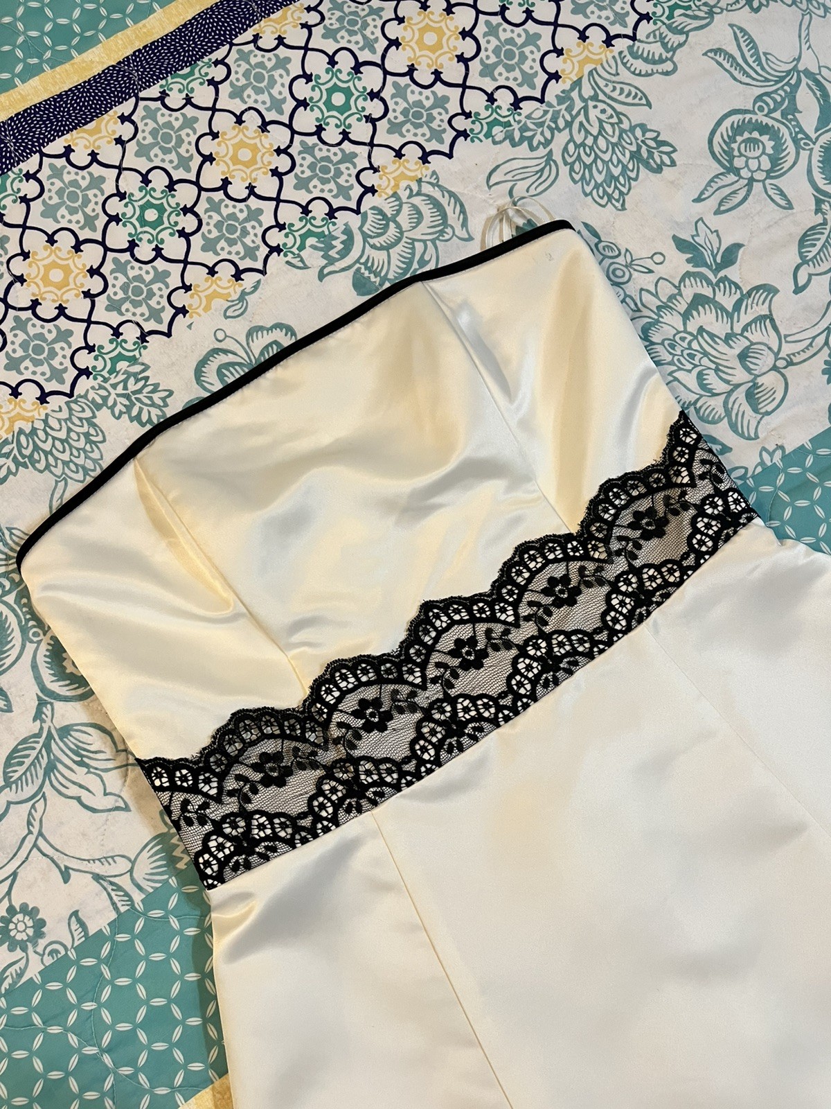 Jessica McClintock for Gunne Sax Black/White Strapless Midi Party Dress Sz 11/12