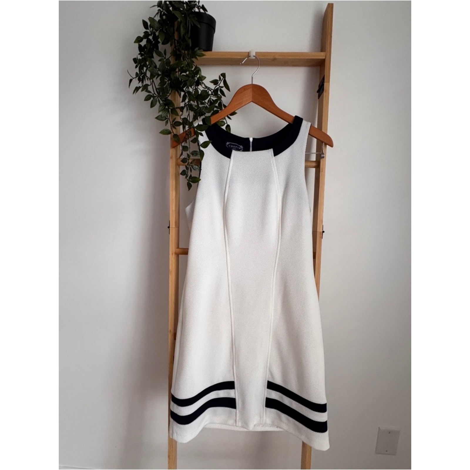 Chopin Made in Italy Shift Mini Dress Classic Sleeveless Navy Trim Preppy Sz 4