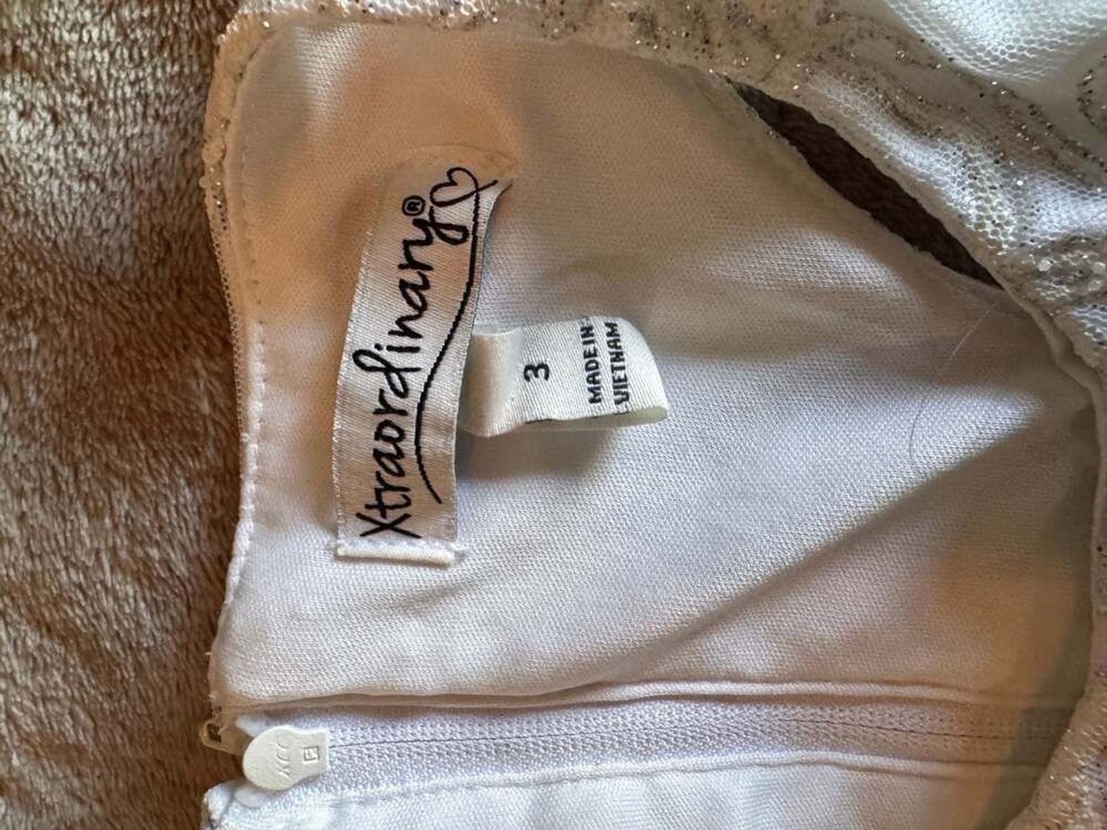 Xtraordinary White Glitter Embroidered Tulle Dress Size 3