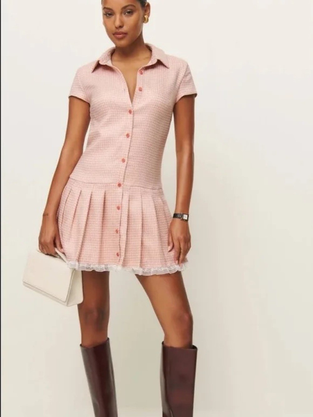 Reformation Effie Dress / Peach Check
