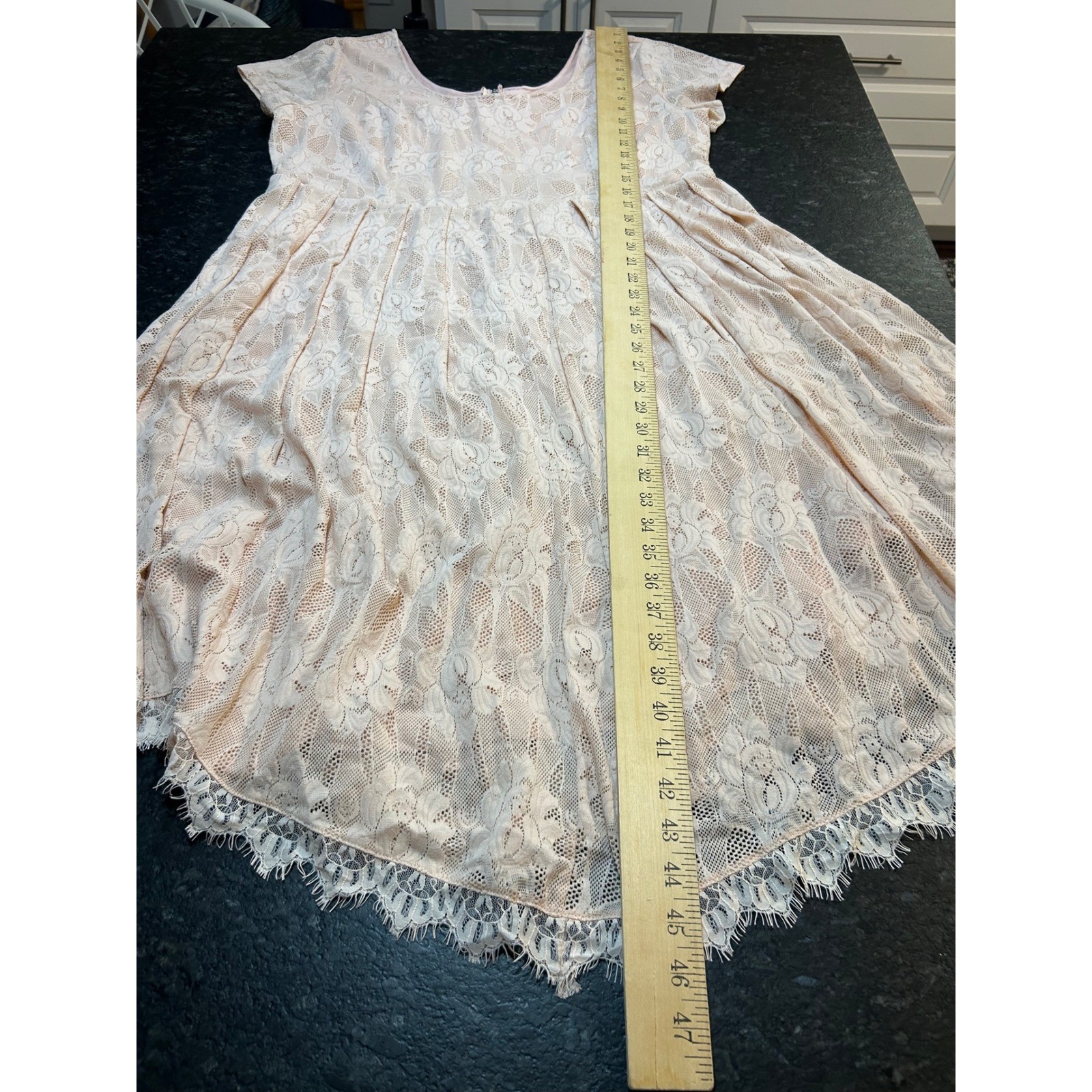 Torrid Women Plus Size 20 Peach Lace Fit Flare High Low Dress Short Sleeve Blush