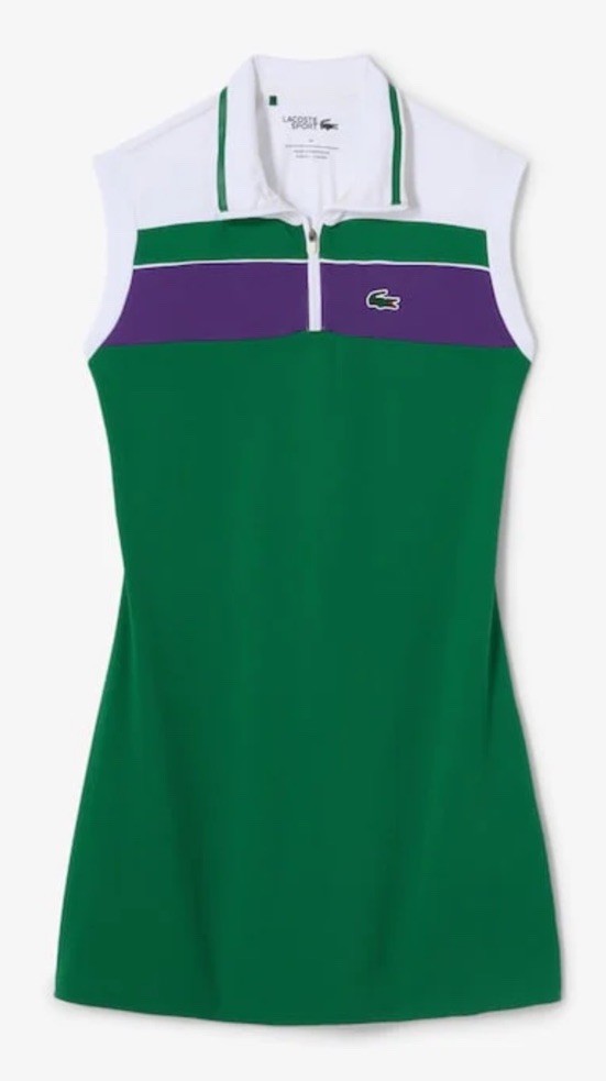 NWT Lacoste x Bandier 1/4 Zip Performance Dress US 4 / 36 Green Purple Golf
