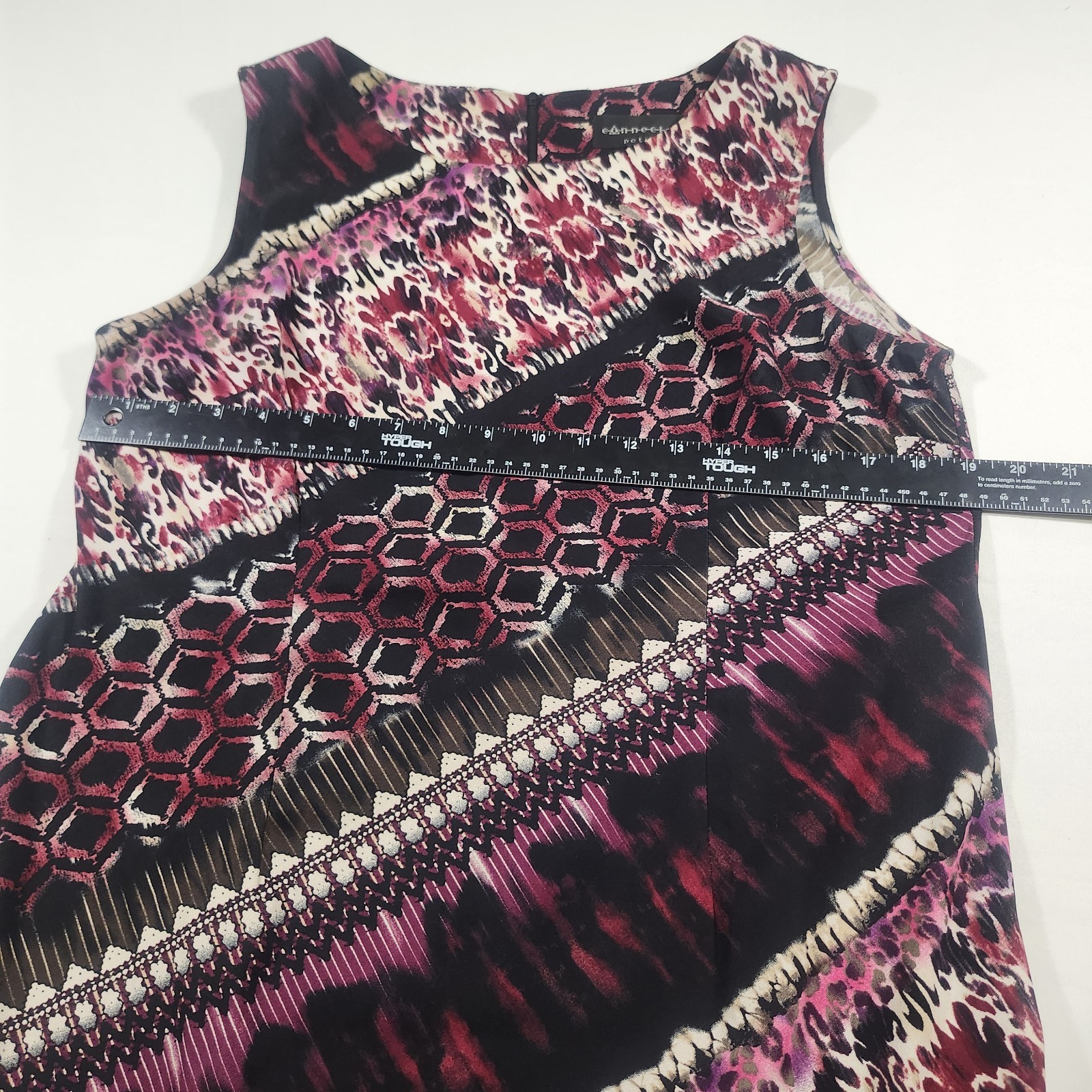 Connectec Apparel Shift Dress Multi Color Geometric Abstract Print Womens 14P