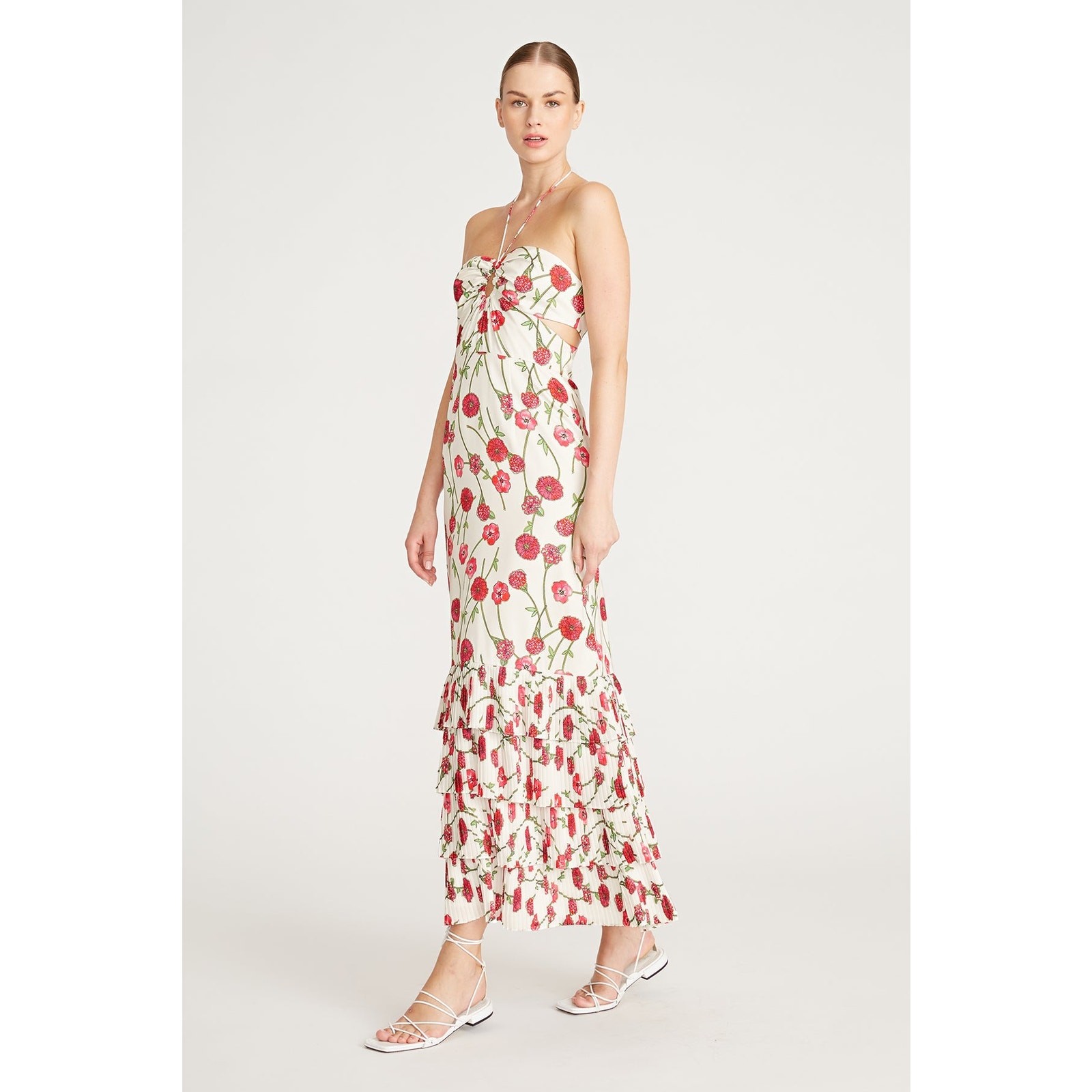Amur Isabelle Halter Dress Dahlia Pink Bouquet Toss