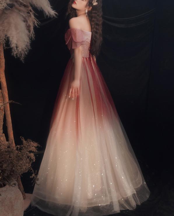 Women’s Bride party Wedding Evening dress Splicing Off Shoulder Long Skirt New