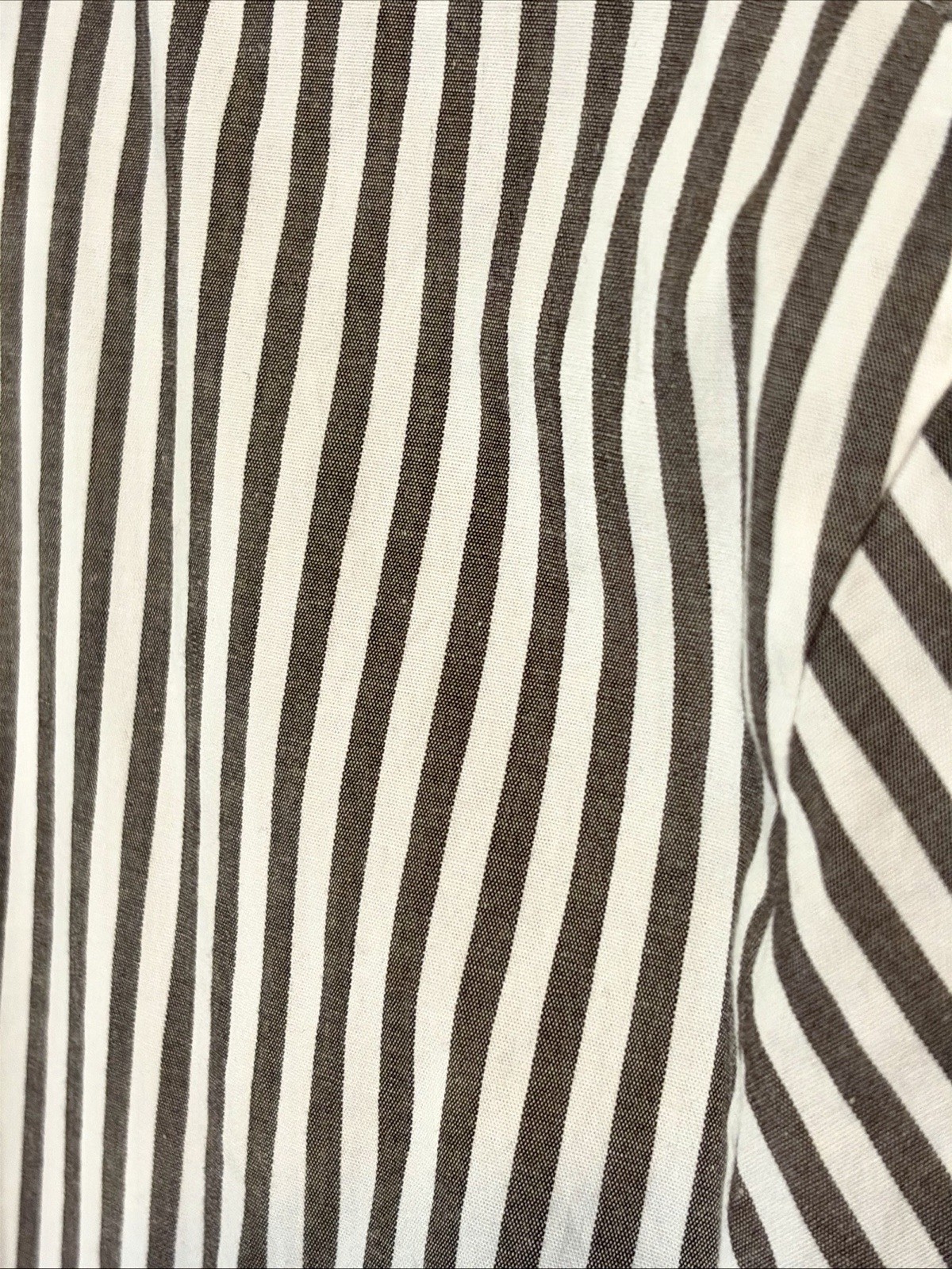 LOFT Petite Large Gray White Stripe Maxi Shirt Dress Button Front Cotton Stretch