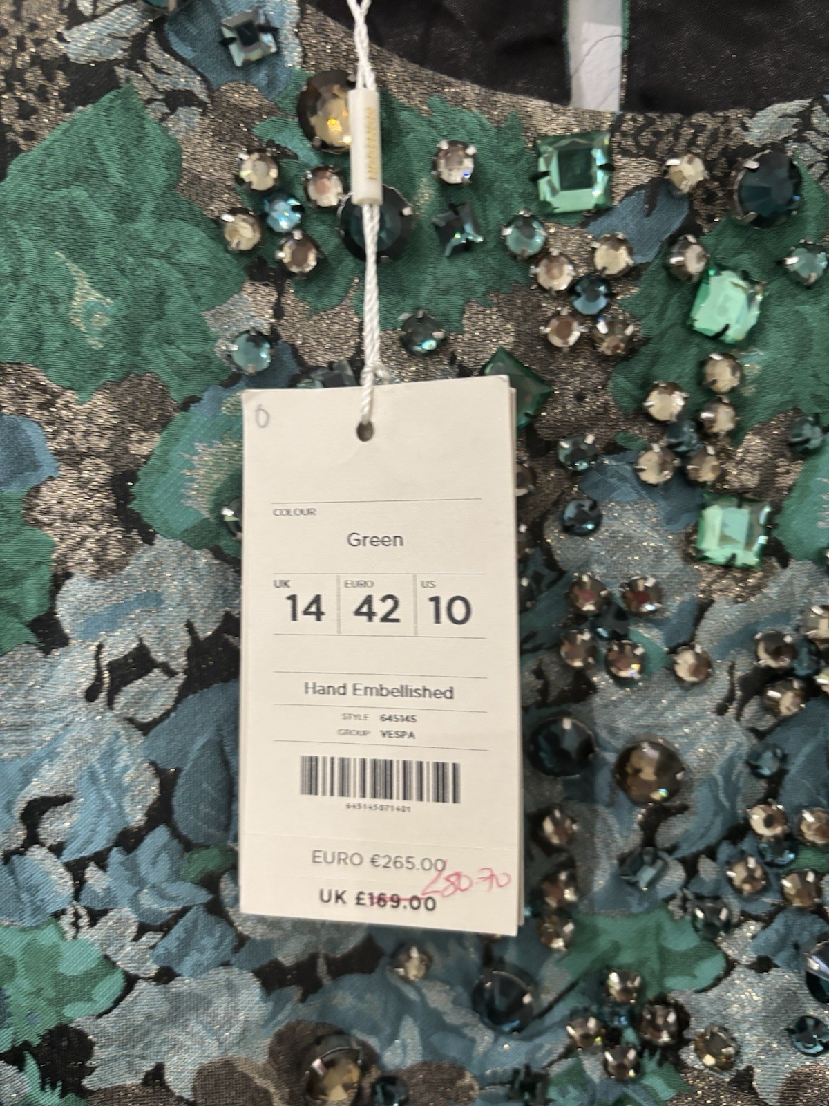 Monsoon Artisan Hand Embellished Green Dress ~ UK 14 US 10 ~ BNWT ~ Rrp £169