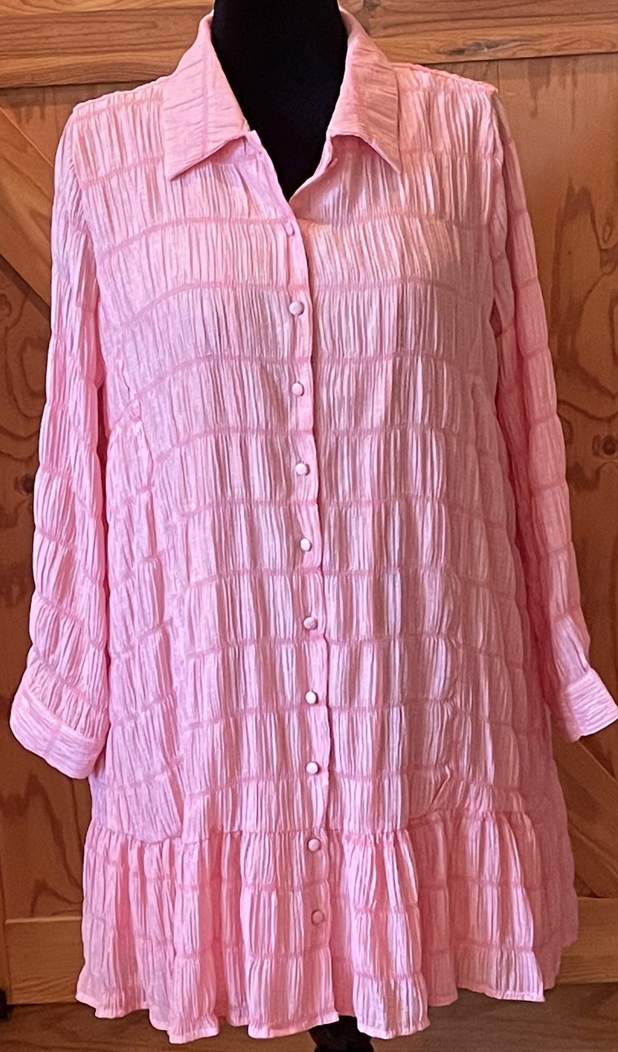 DANI & DAVI Womens M Salmon Pink Crinkled Rayon Flowy Dress NWT DD34009