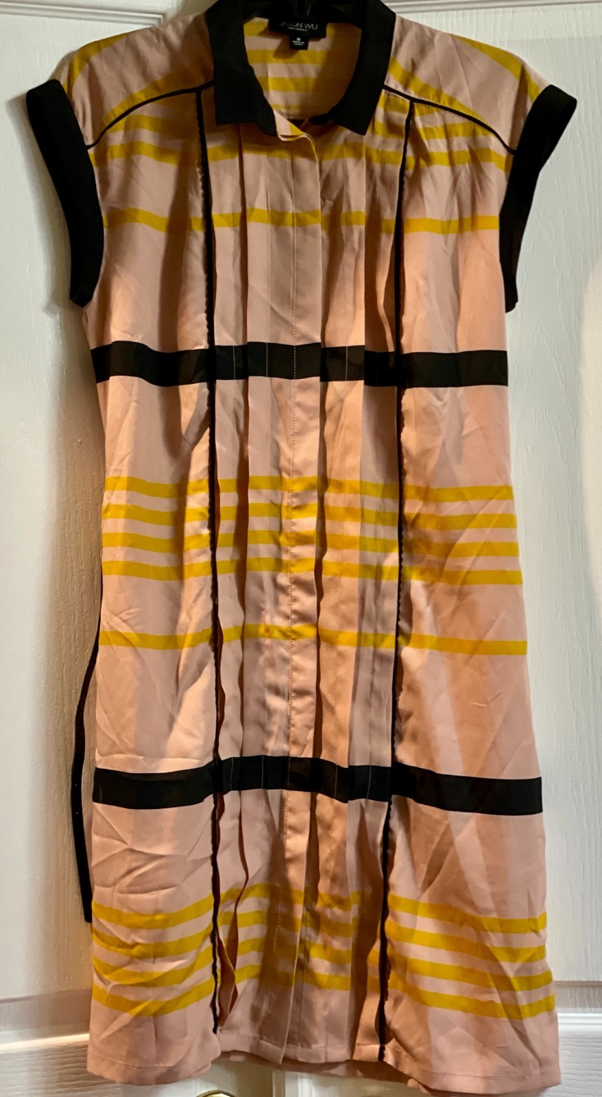 Jason Wu For Target Pleated Shift Mini Dress Women’s M Striped Collared Belted