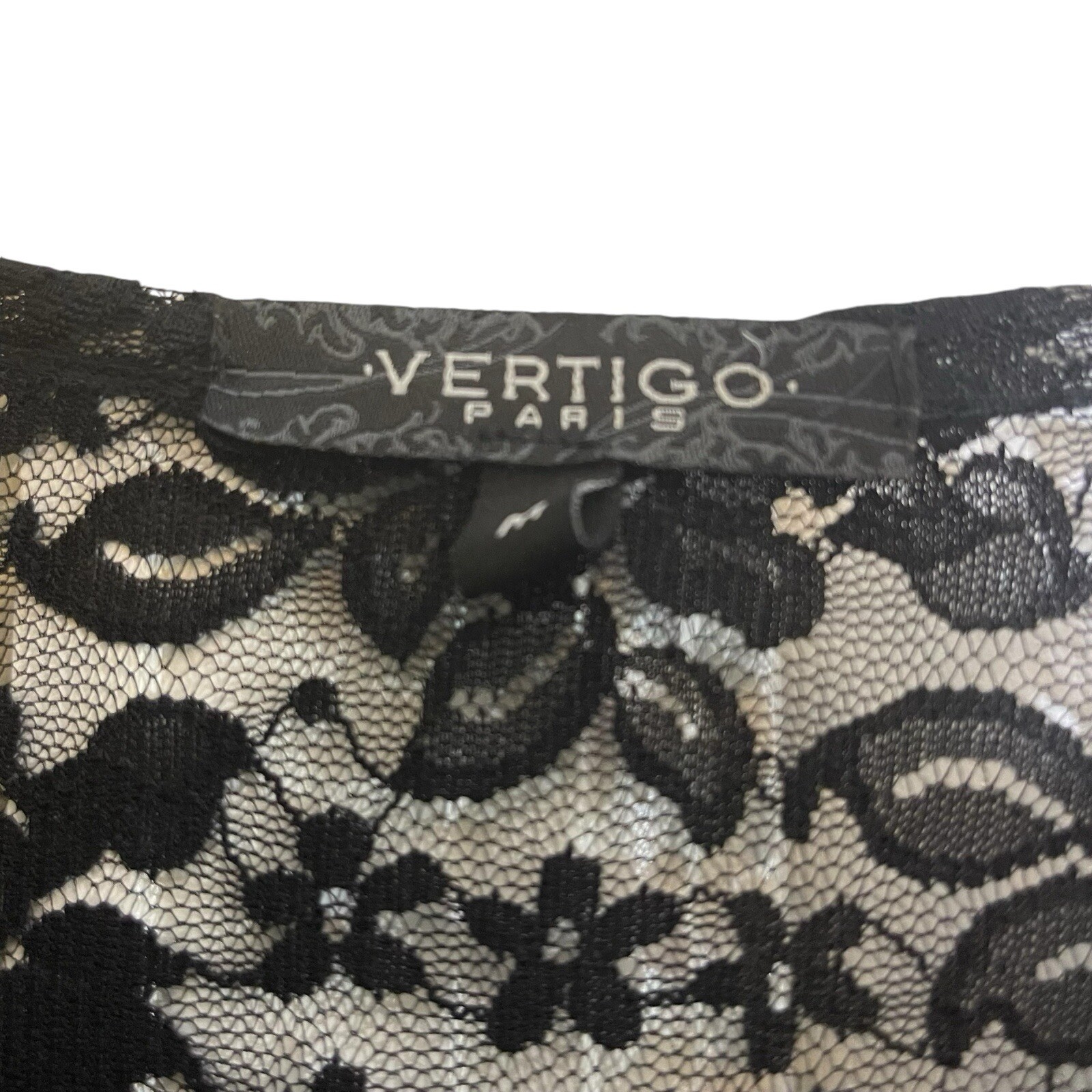 NEW Vertigo Paris Black Lacy Back Jersey Knit Long Sleeve Midi Dress sz Medium
