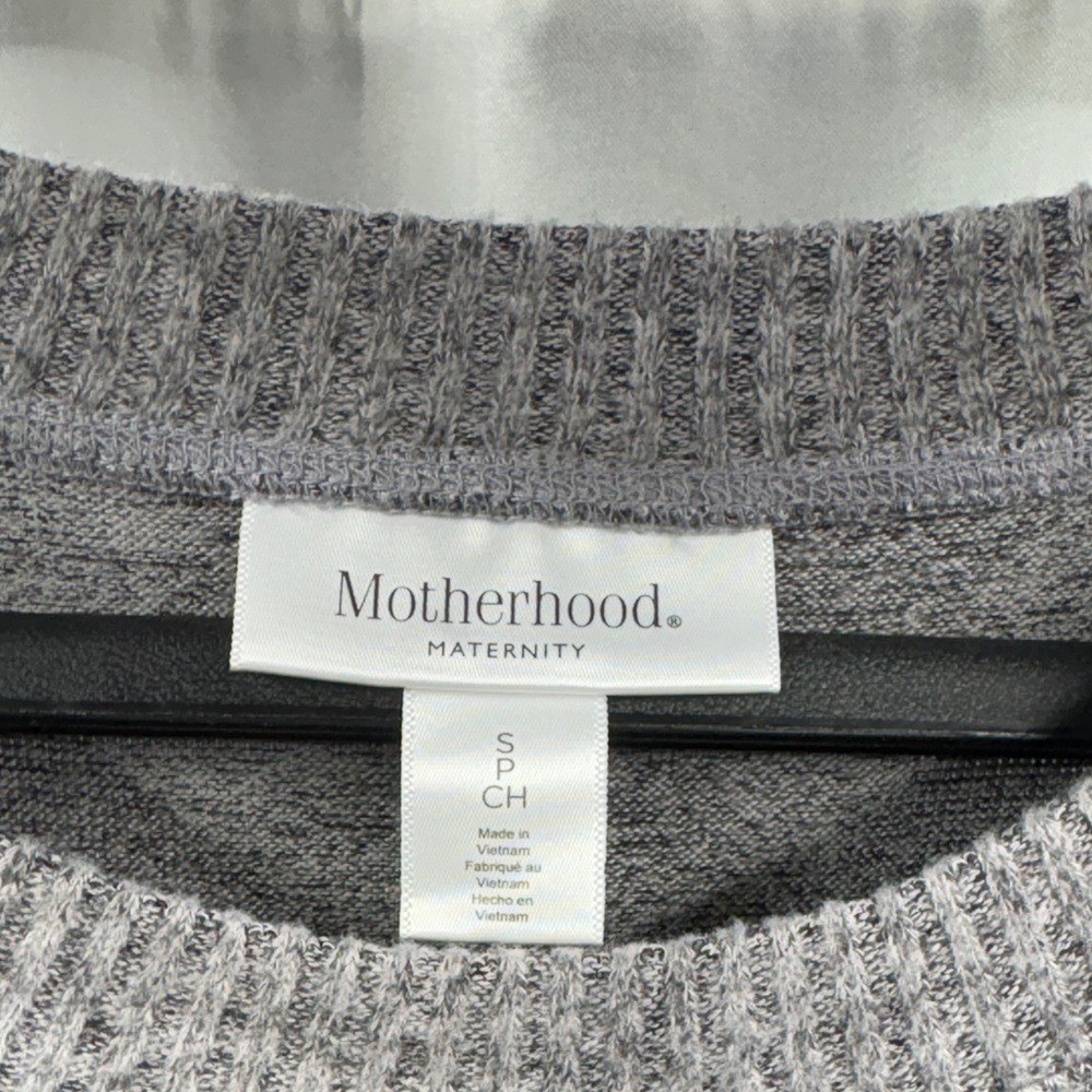 Motherhood Maternity NWT Gray Knit Drawstring Waist Long Sleeve Midi Dress
