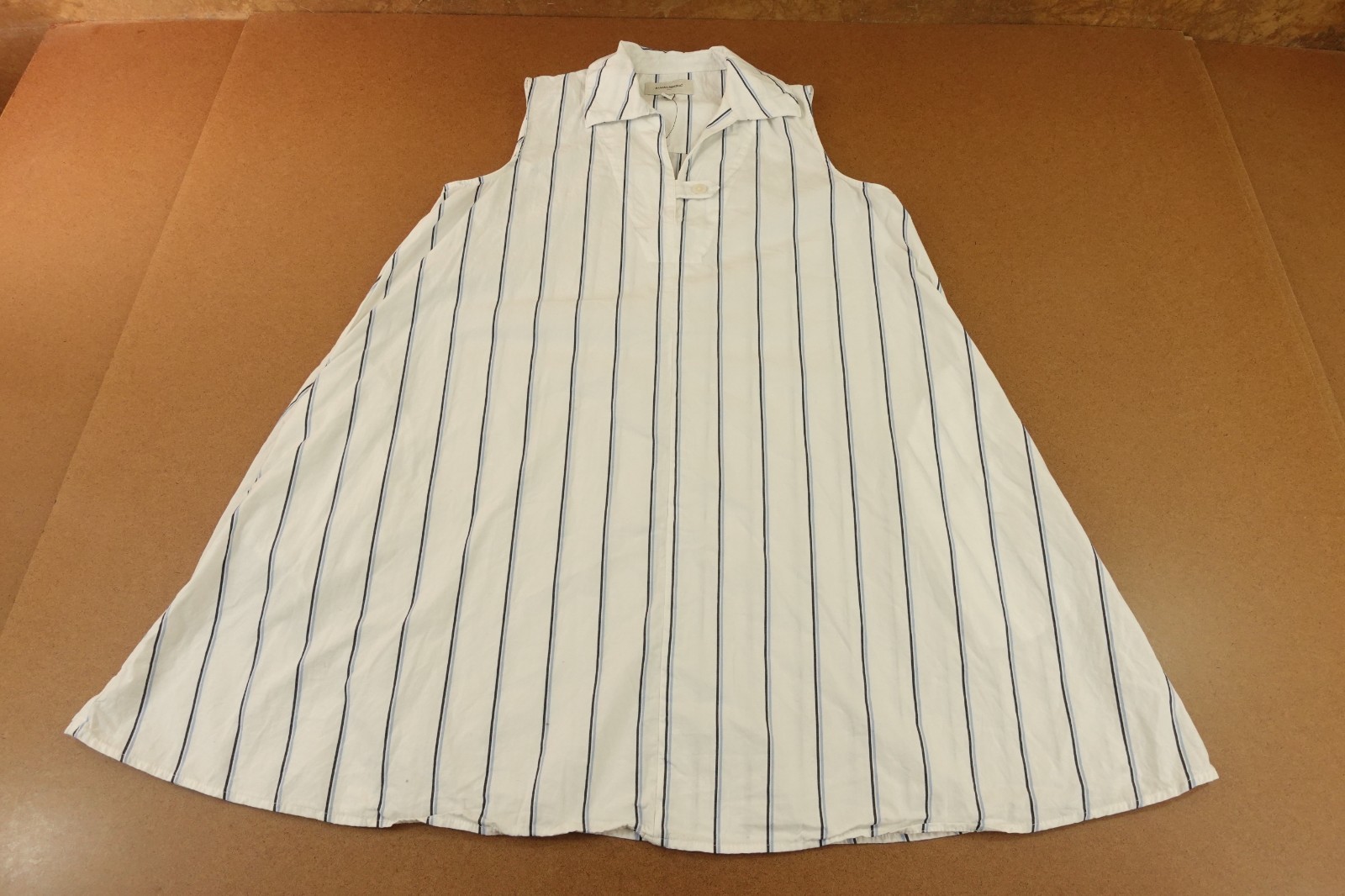 Banana Republic Womens Medium White Navy Stripe Poplin Sleeveless Mini Dress NWT