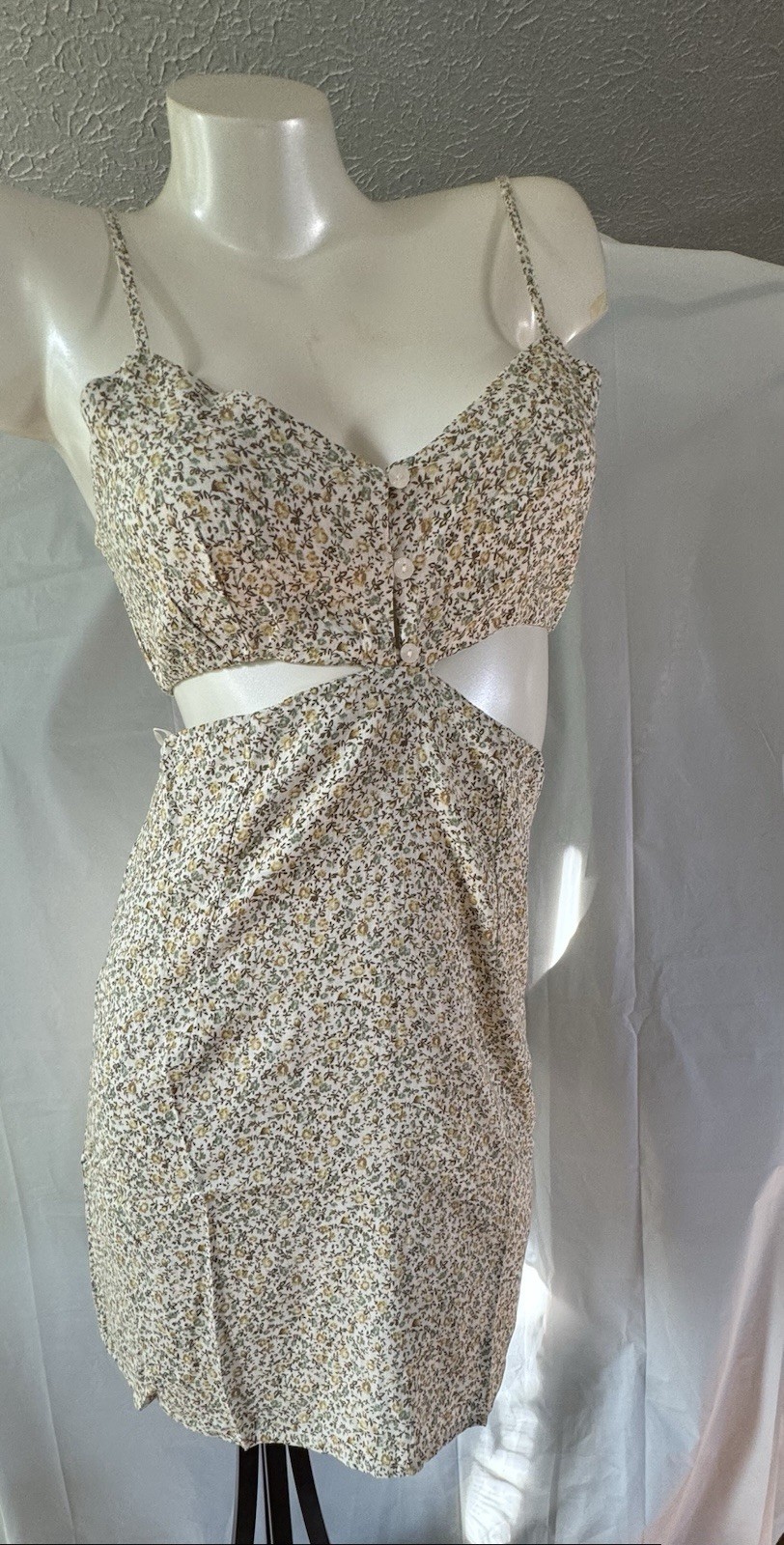 PROMESA Floral Cut-Out Mini Sundress Adjustable Straps Sweetheart Neckline S,M,L