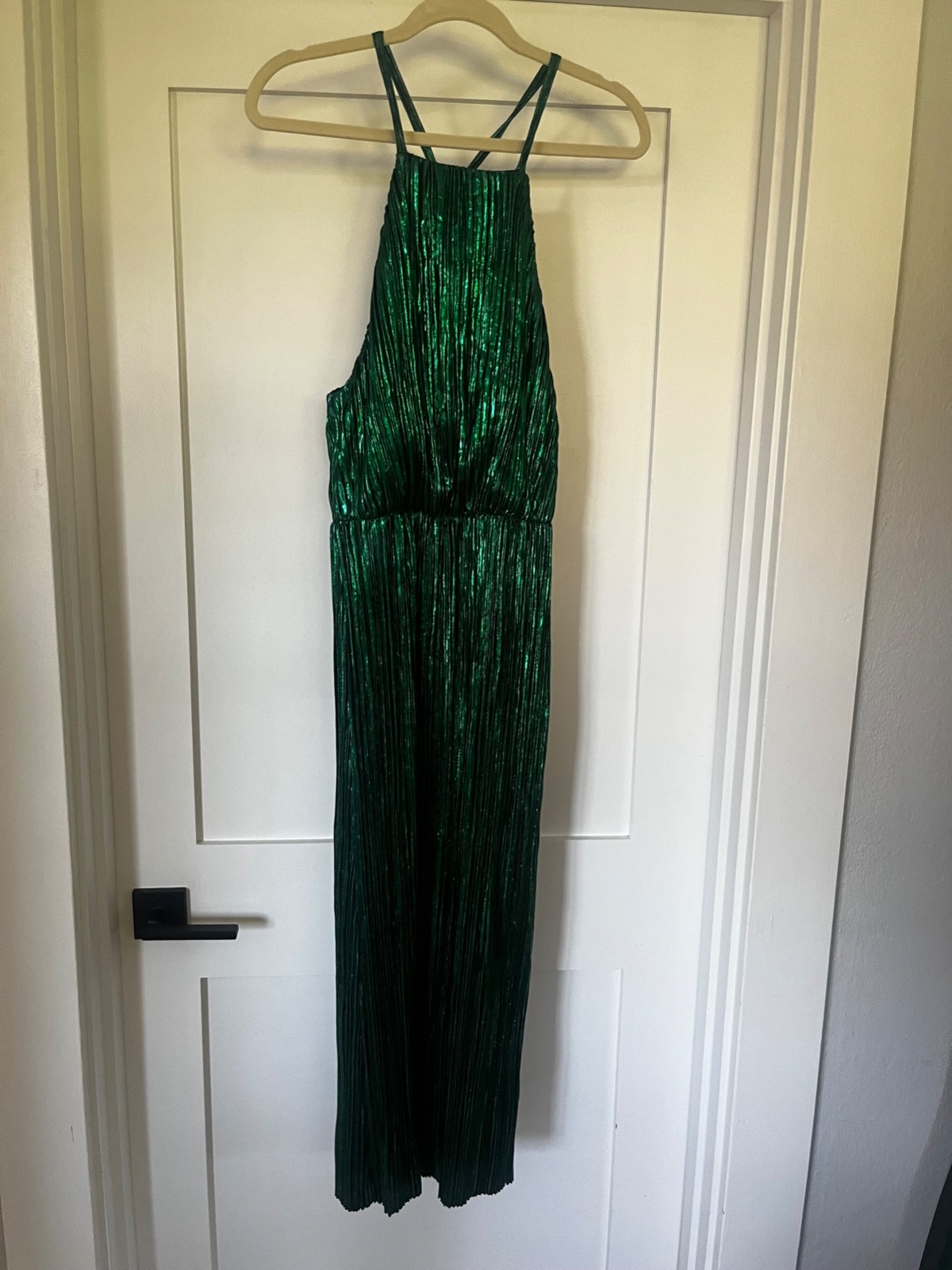 House of Harlow 1960 Small Emerald Green Metallic Pleated Halter Dress