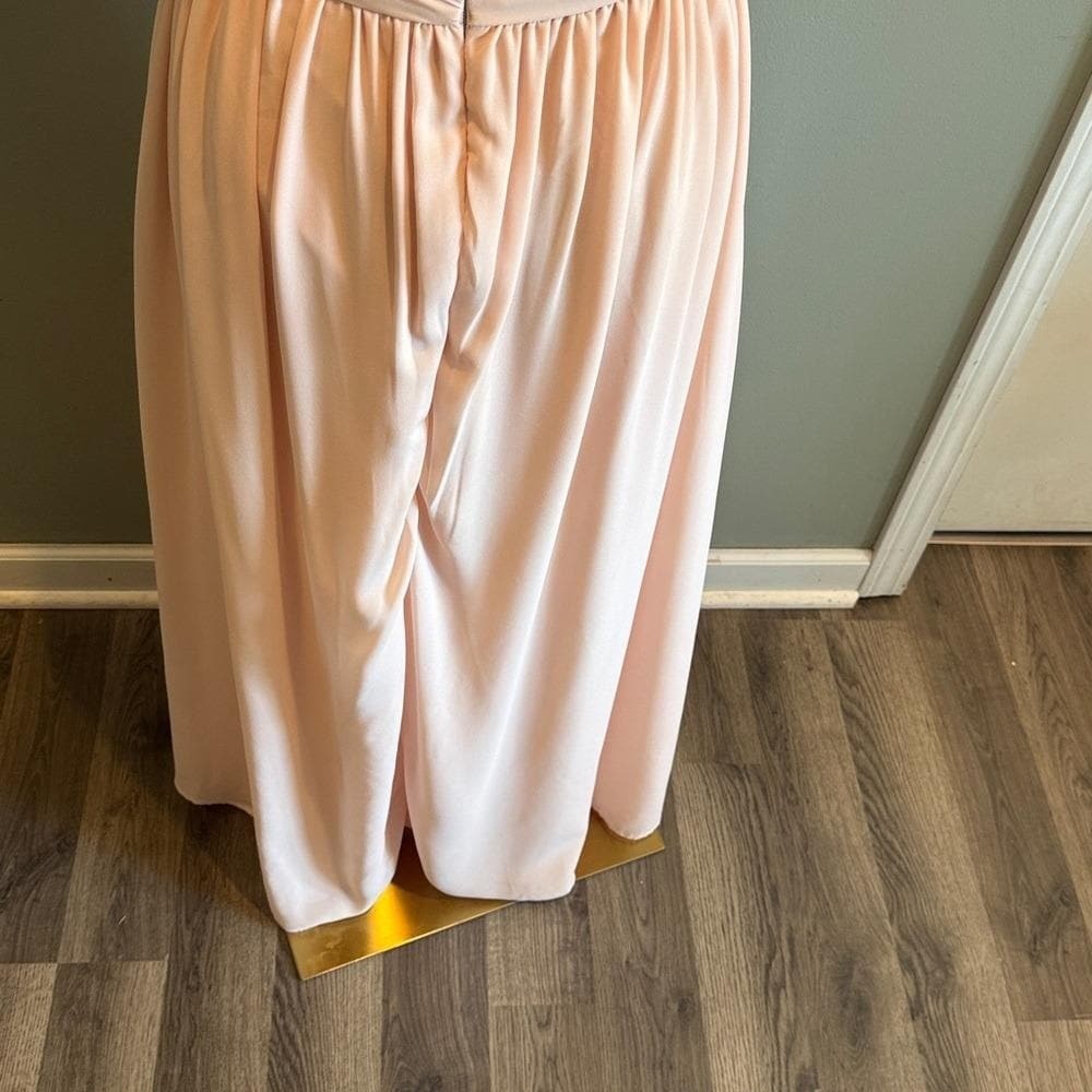 Moonlight Serenade Peach Strapless Dress *alterations for 5′-5’3 *- (46″ long)
