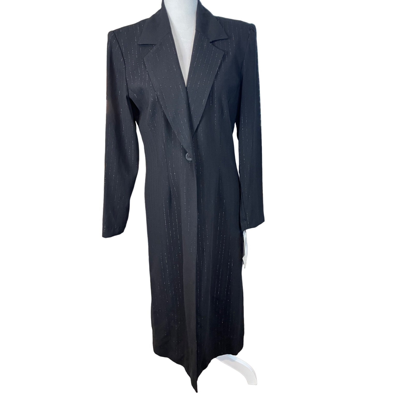 Vintage Dani Max NWT Black Metallic Pintripe Blazer Dress Sz 8P