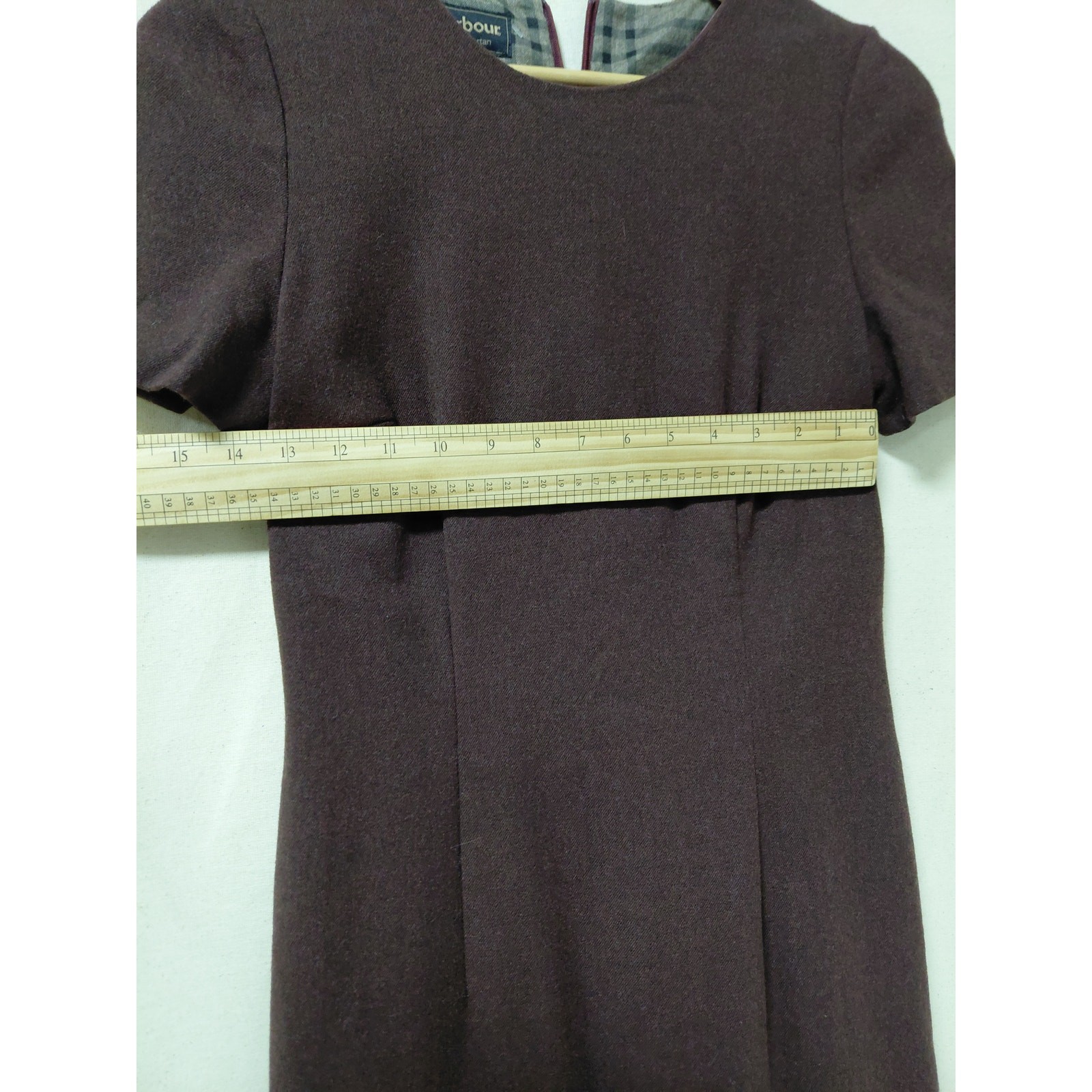 Barbour Dress Tartan Short Sleeve Solid Crew Neck Women