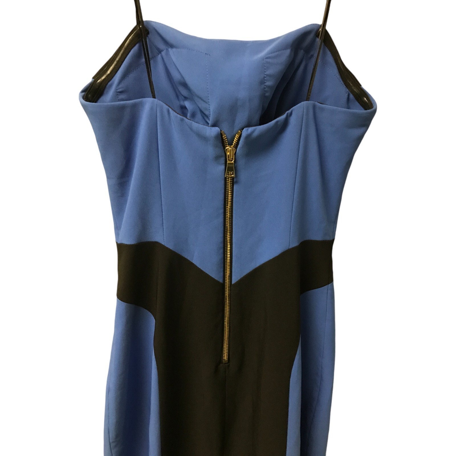 Maria Bianca Nero Stripe Woven Gown Womens 4 Blue Black Colorblock Strapless
