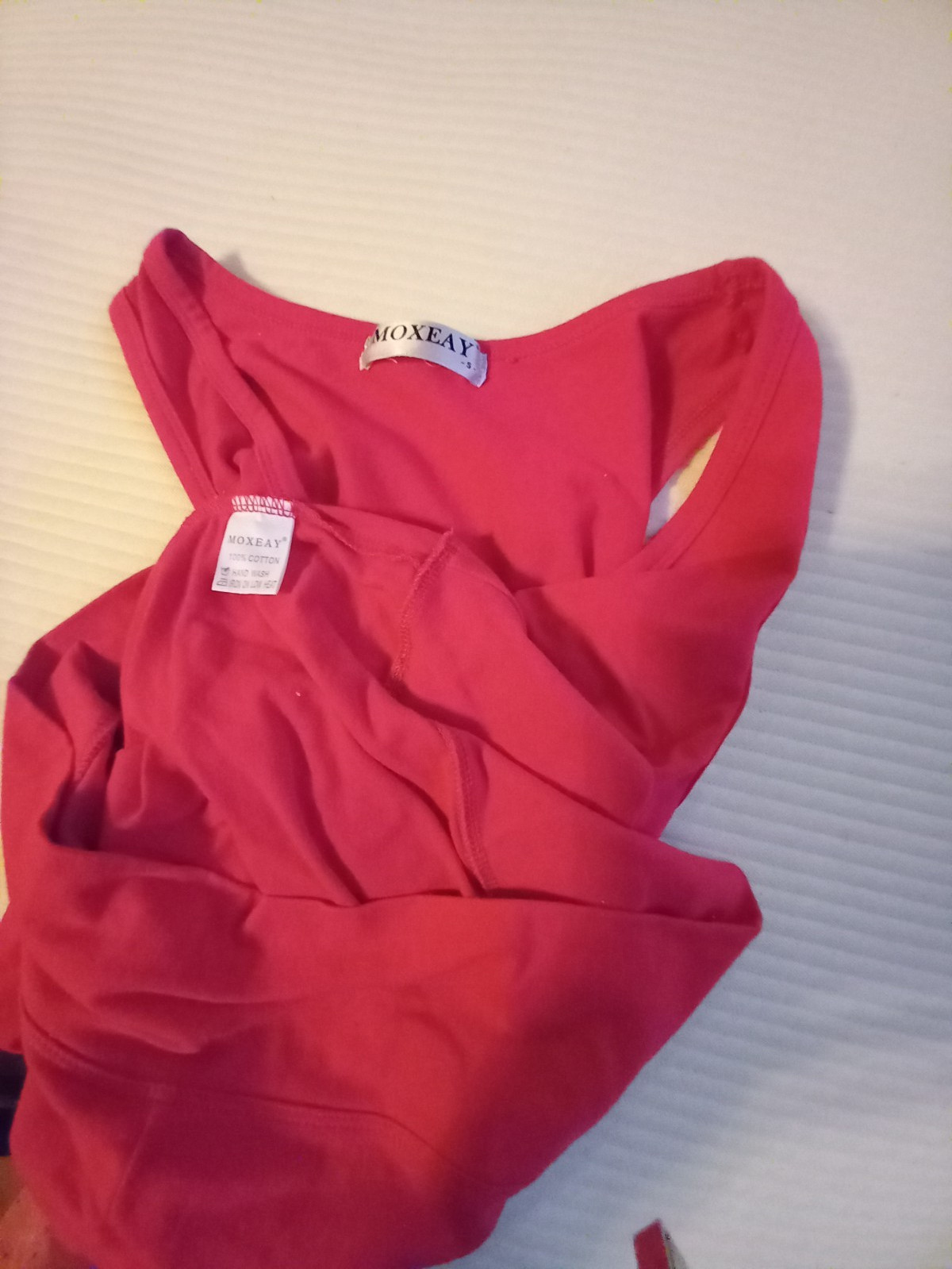 Moxeay S SEXY red scoop neck cami/mini dress wide hem 100% cotton