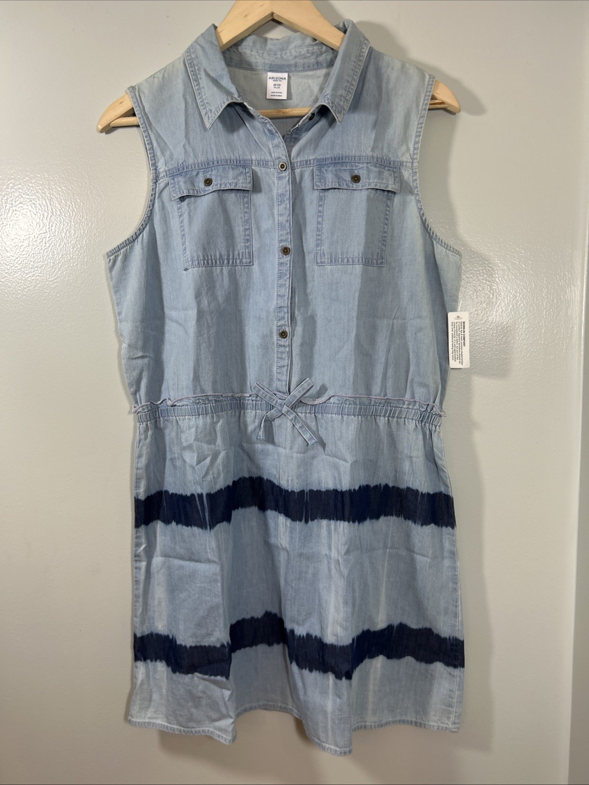 ARIZONA JEAN CO Shirt Dress Women’s Large Tie Dye Chambray Boho
