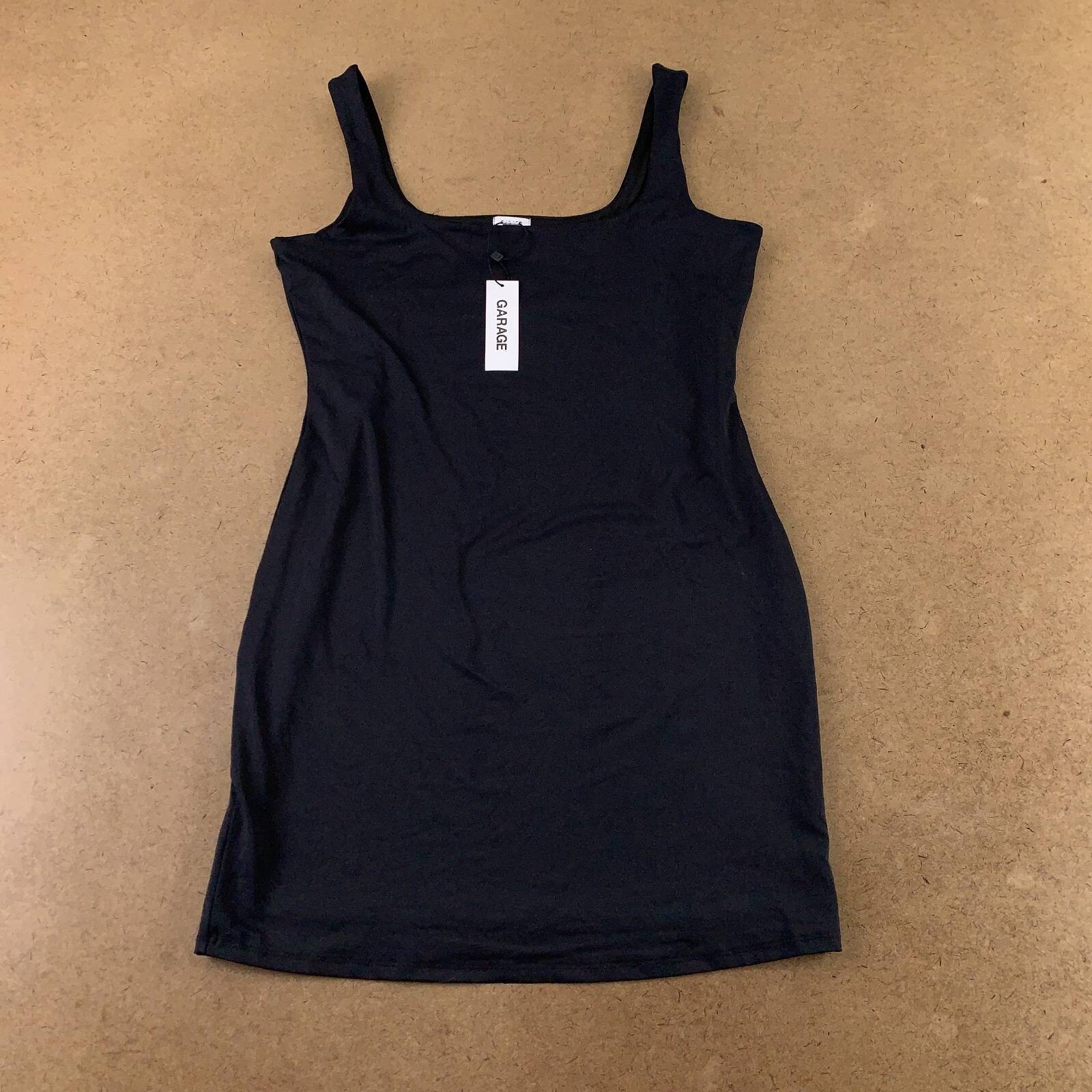 Garage Womens T Shirt Dress Black Short Square Neck Tank Sleeveless Little M New