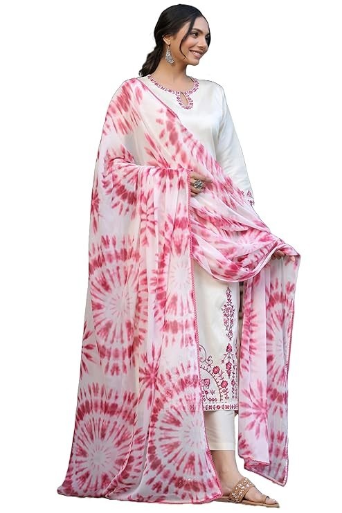 Women’s Rayon Viscose Straight Embroidered Kurta with Pant & Dupatta
